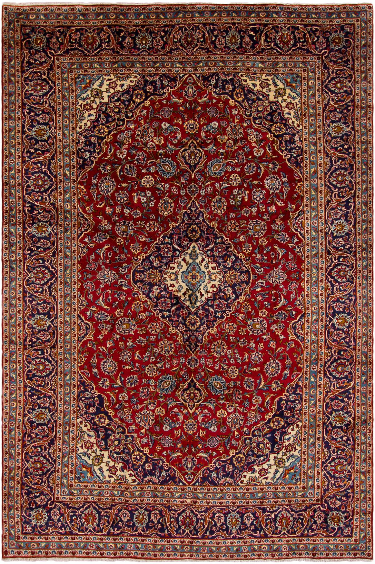 Hand-knotted Kashan  Wool Rug 7'11" x 12'1" Size: 7'11" x 12'1"  