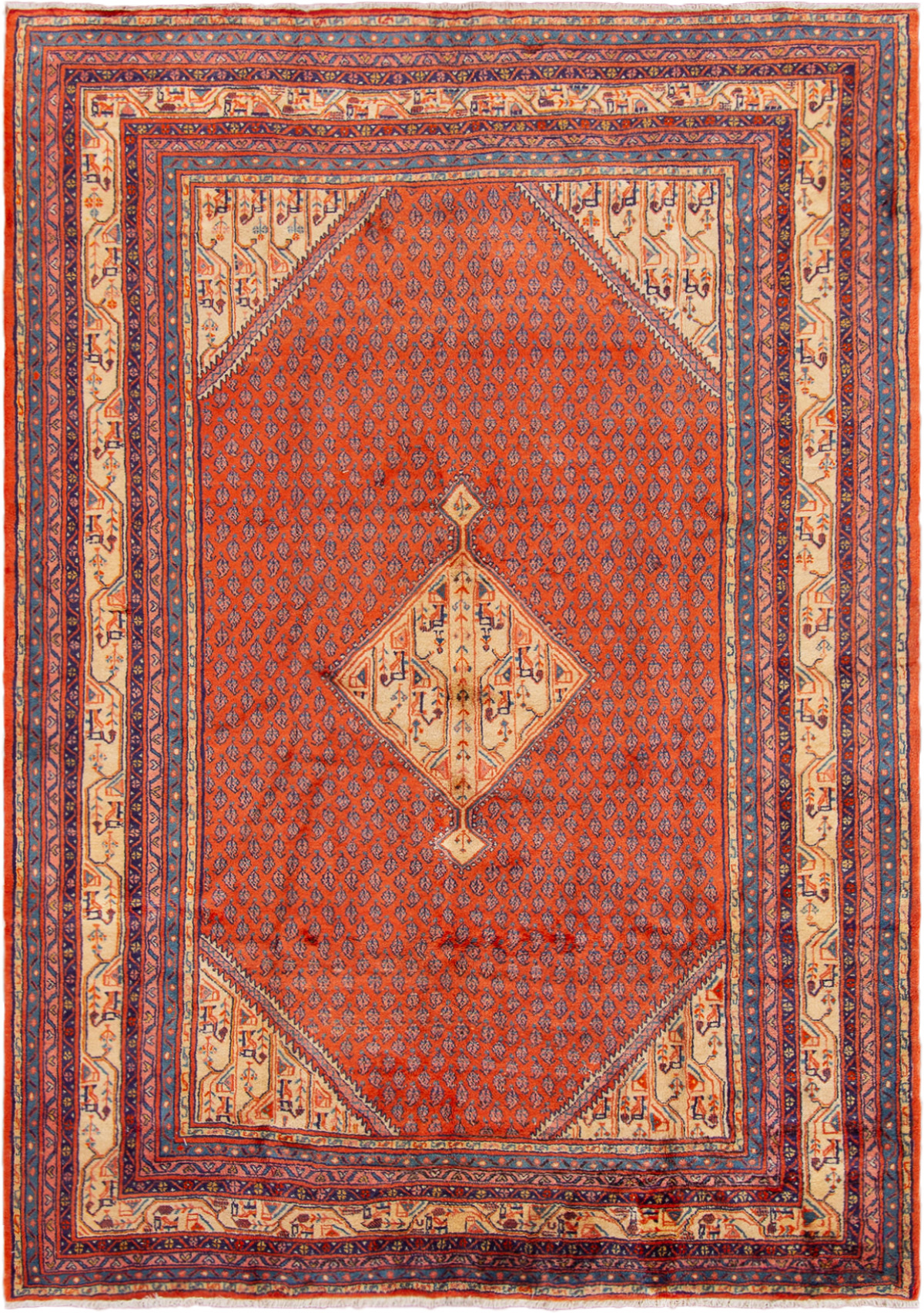 Hand-knotted Arak  Wool Rug 7'10" x 11'4" Size: 7'10" x 11'4"  
