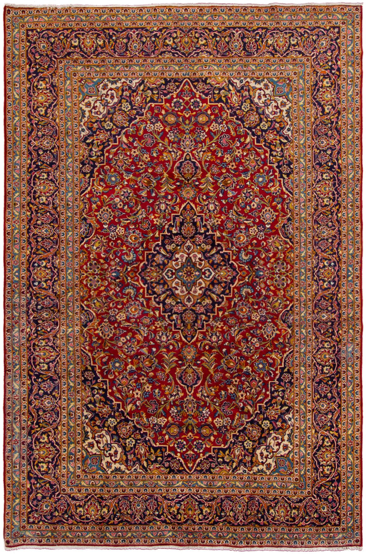 Hand-knotted Kashan  Wool Rug 8'0" x 12'4" Size: 8'0" x 12'4"  