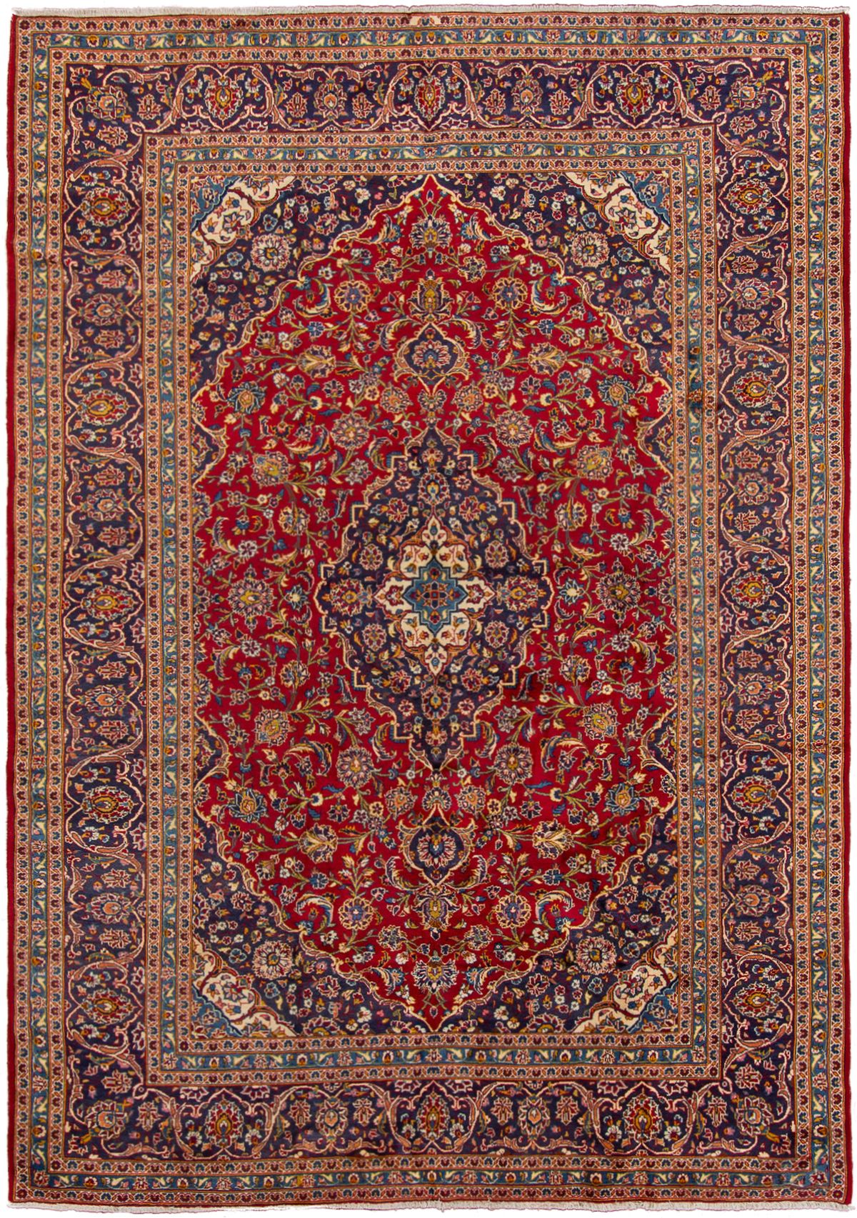 Hand-knotted Kashan  Wool Rug 8'1" x 11'7" Size: 8'1" x 11'7"  