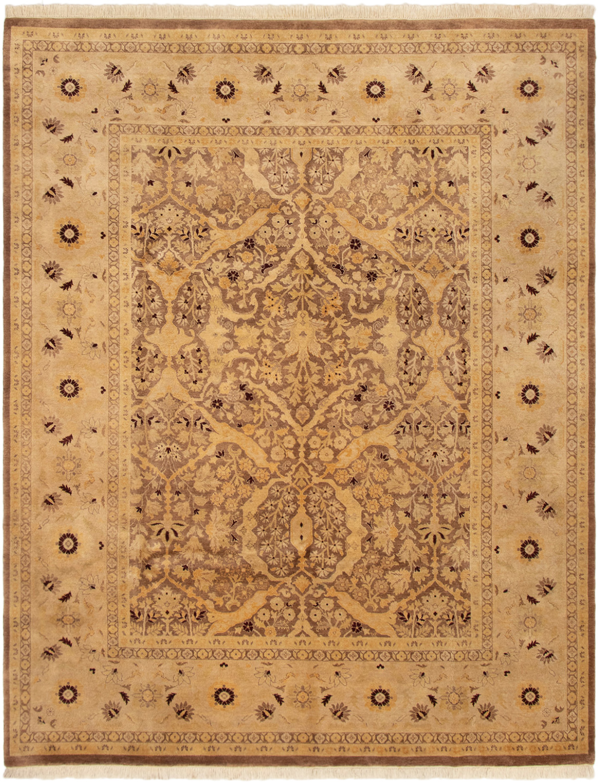 Hand-knotted Peshawar Oushak Brown Wool Rug 8'1" x 10'2"  Size: 8'1" x 10'2"  