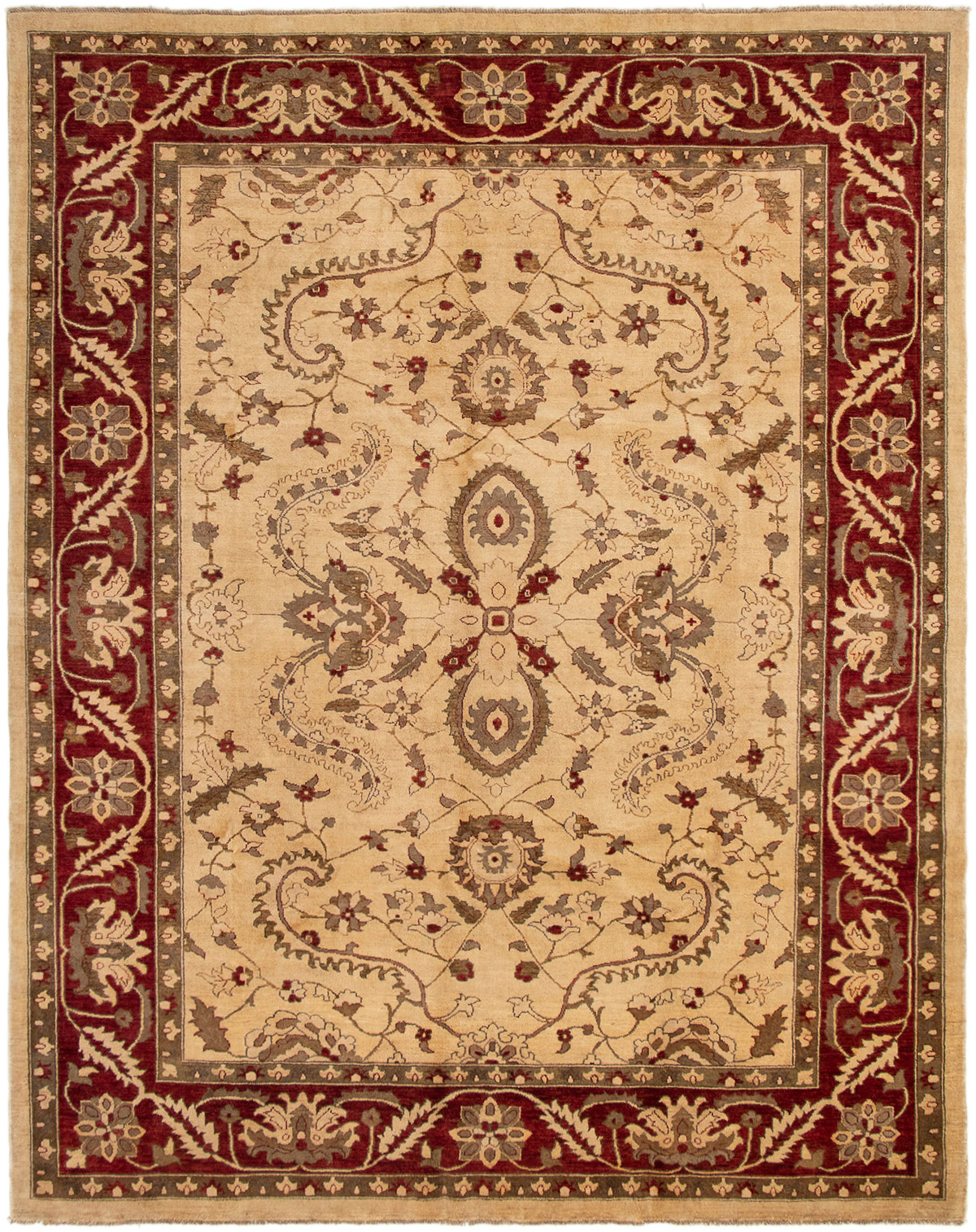 Hand-knotted Chobi Finest Ivory Wool Rug 9'1" x 11'2" Size: 9'1" x 11'2"  