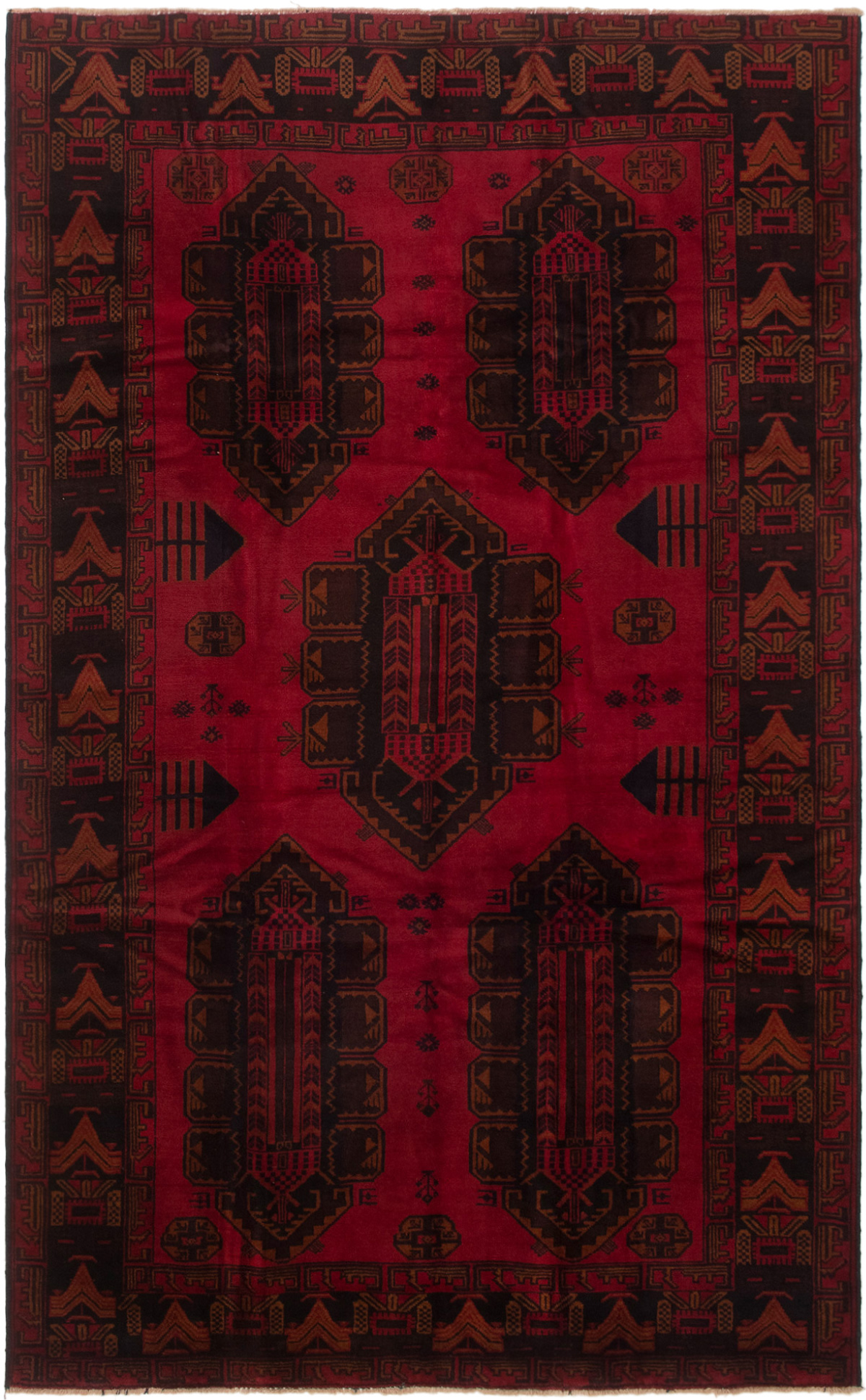 Hand-knotted Finest Rizbaft Red Wool Rug 5'4" x 8'5" Size: 5'4" x 8'5"  
