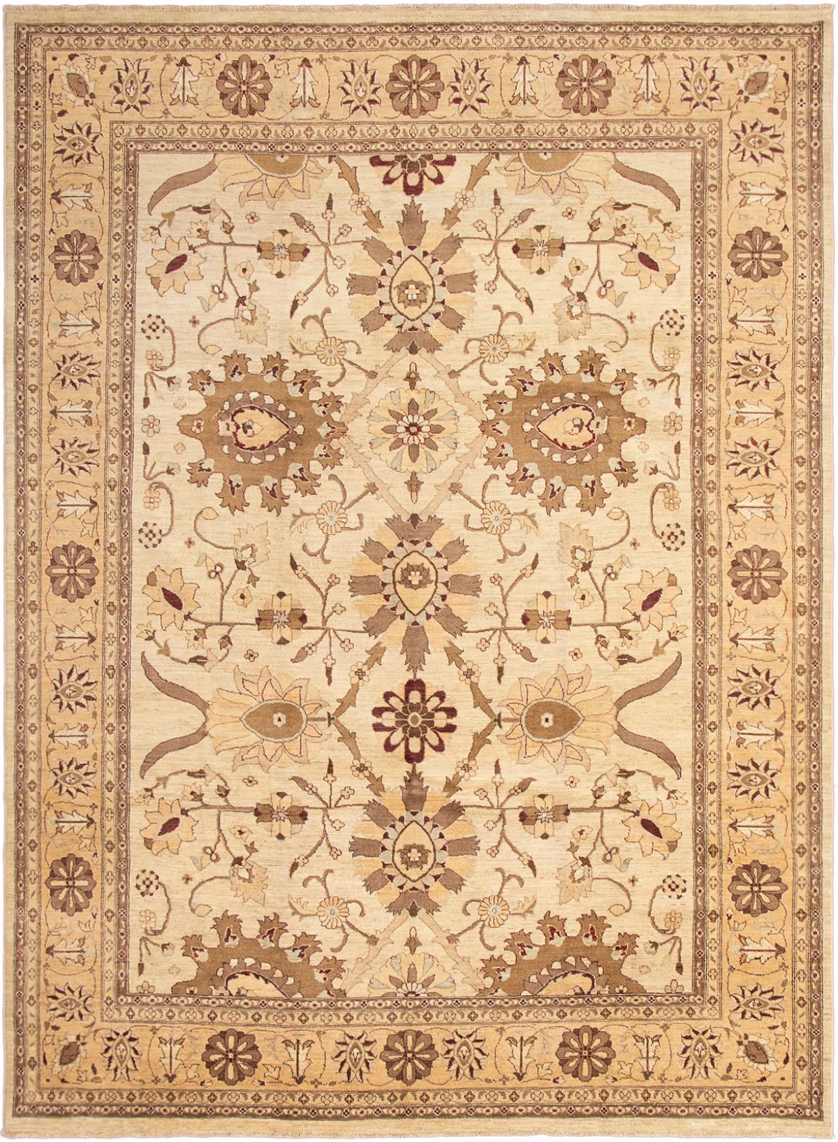 Hand-knotted Chobi Finest Cream Wool Rug 9'10" x 13'5" Size: 9'10" x 13'5"  