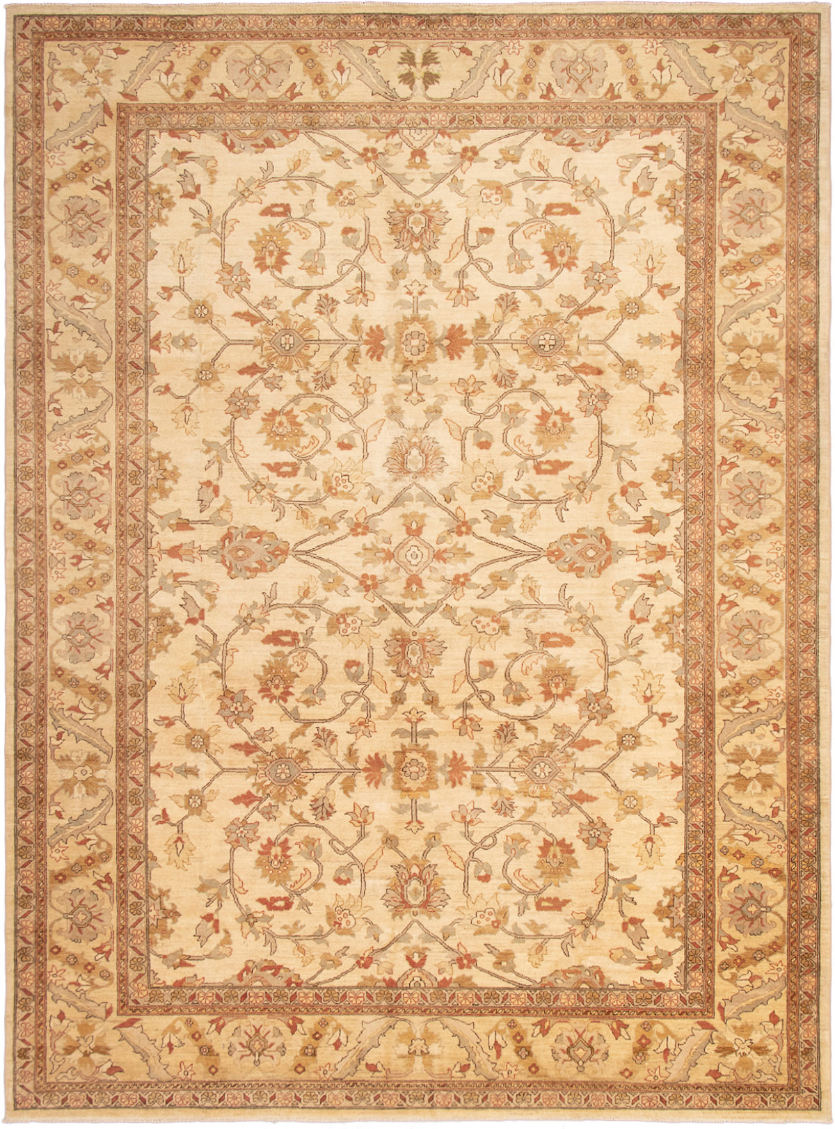 Hand-knotted Chobi Finest Cream Wool Rug 10'1" x 13'8" Size: 10'1" x 13'8"  
