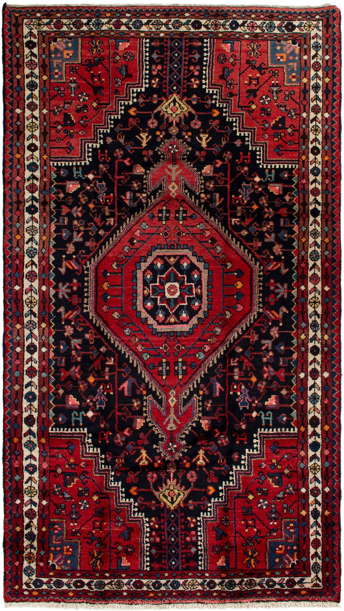 Hand-knotted Hamadan  Wool Rug 4'6" x 8'3" Size: 4'6" x 8'3"  