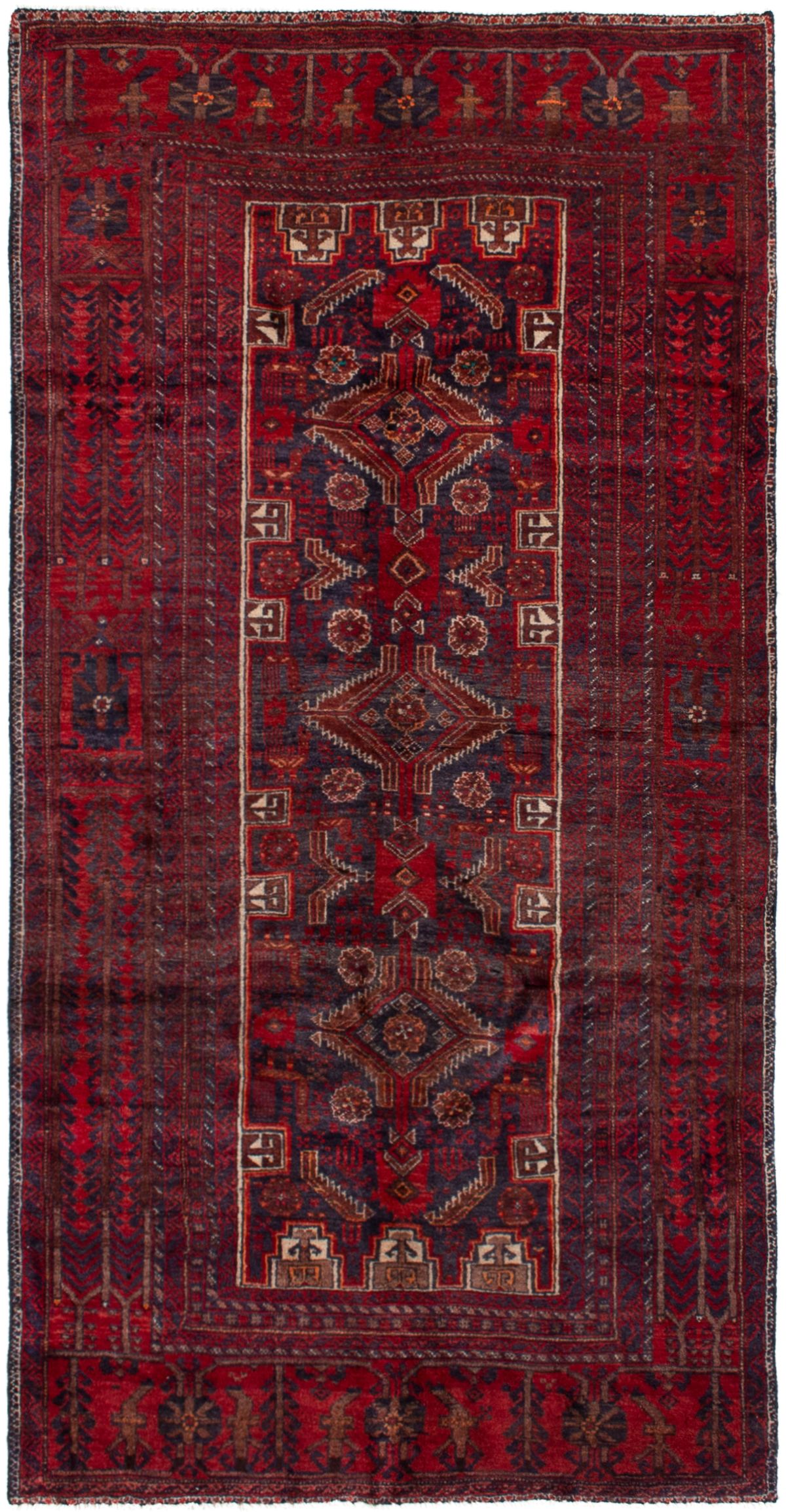 Hand-knotted Finest Baluch  Wool Rug 3'1" x 6'1" Size: 3'1" x 6'1"  