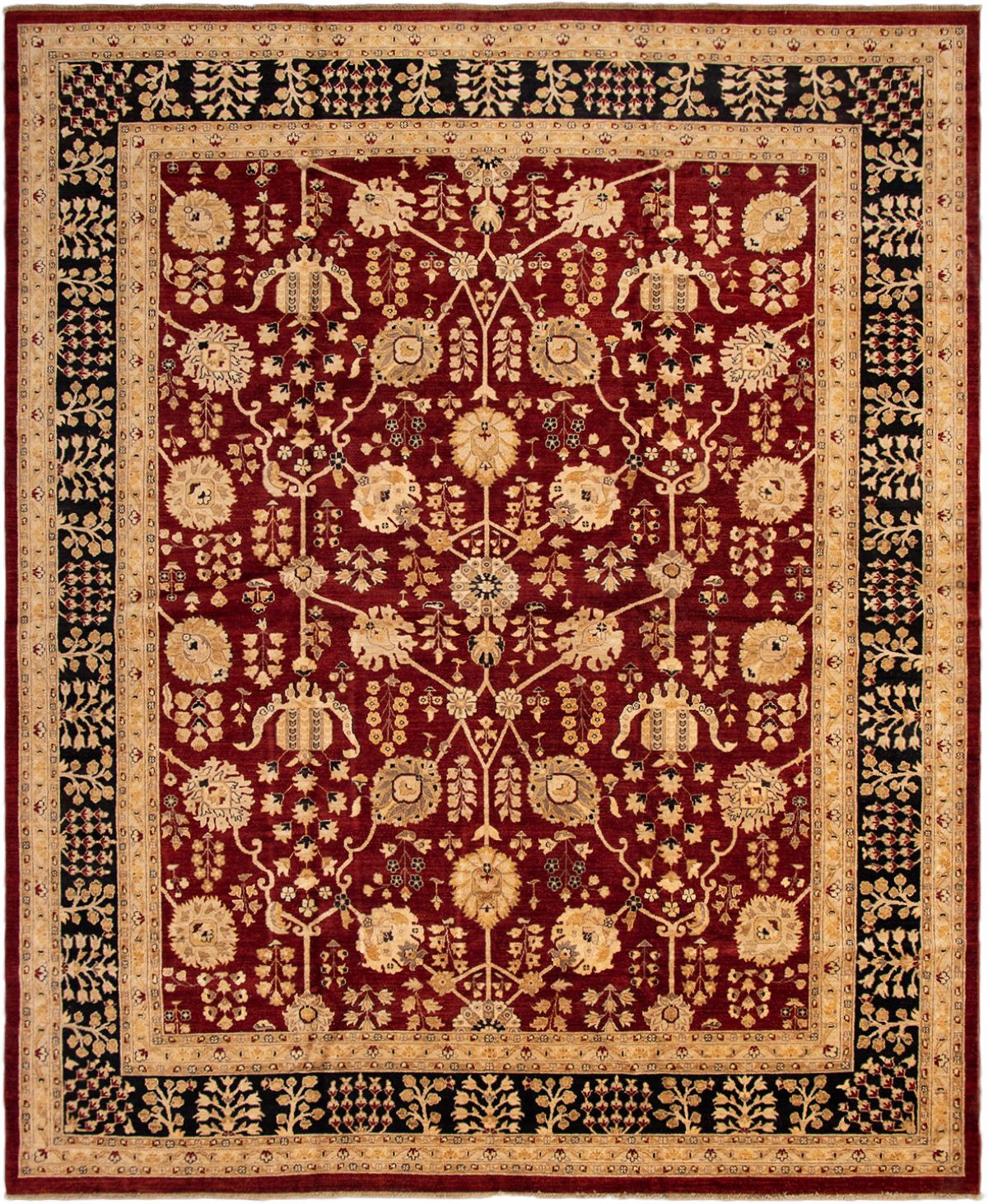 Hand-knotted Chobi Finest Dark Red Wool Rug 12'1" x 14'8" Size: 12'1" x 14'8"  