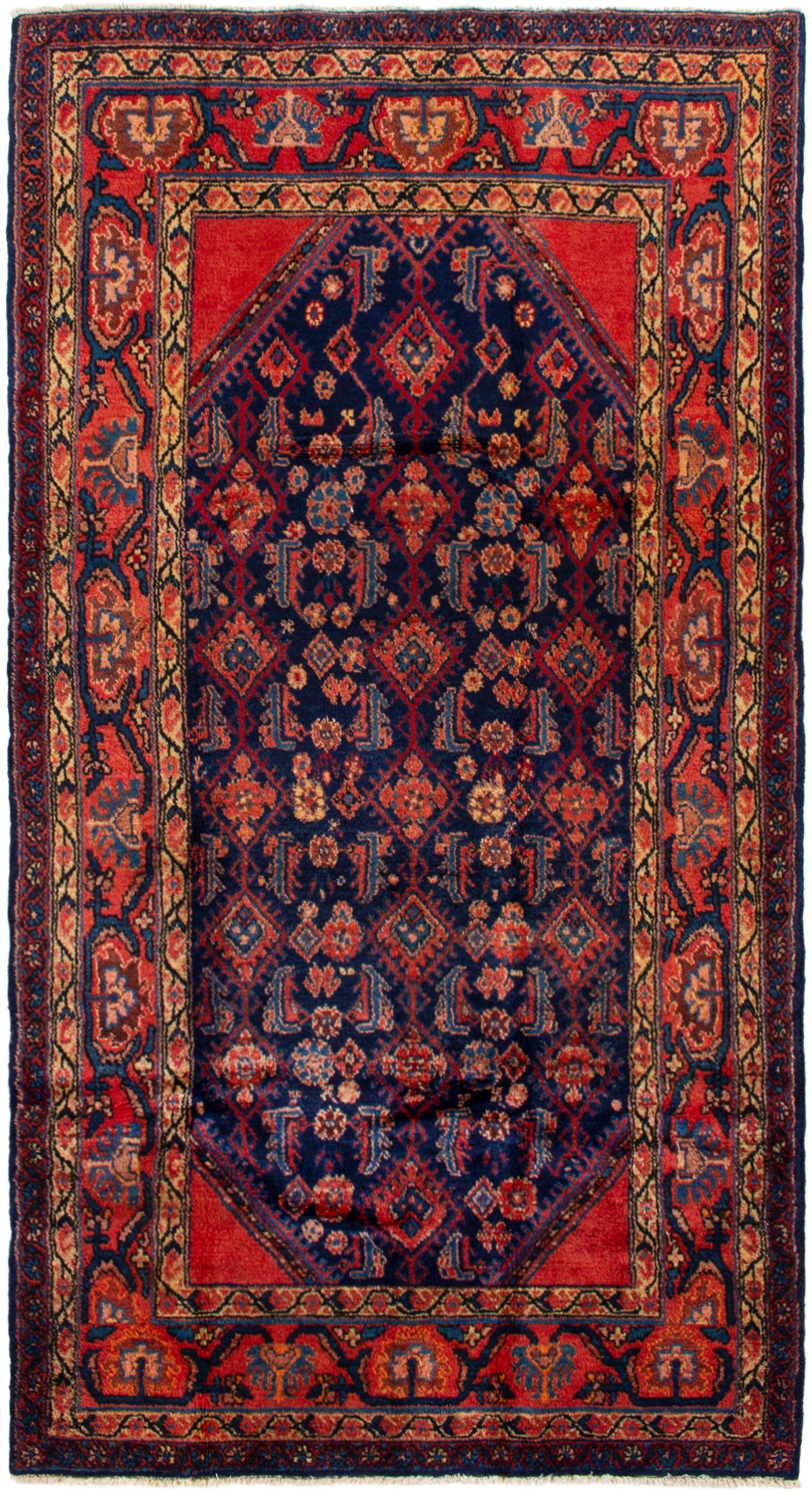 Hand-knotted Hamadan  Wool Rug 4'4" x 8'1" Size: 4'4" x 8'1"  