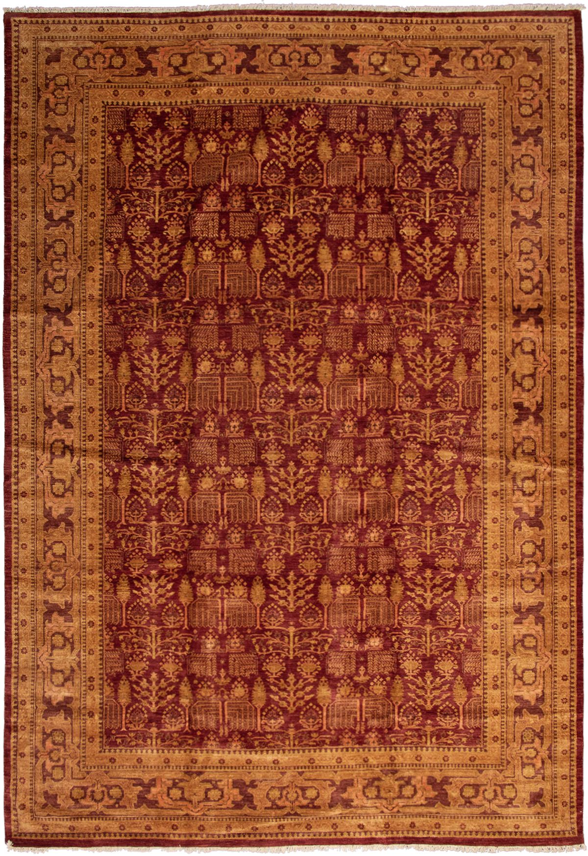 Hand-knotted Peshawar Oushak Burgundy Wool Rug 11'10" x 17'1" Size: 11'10" x 17'1"  