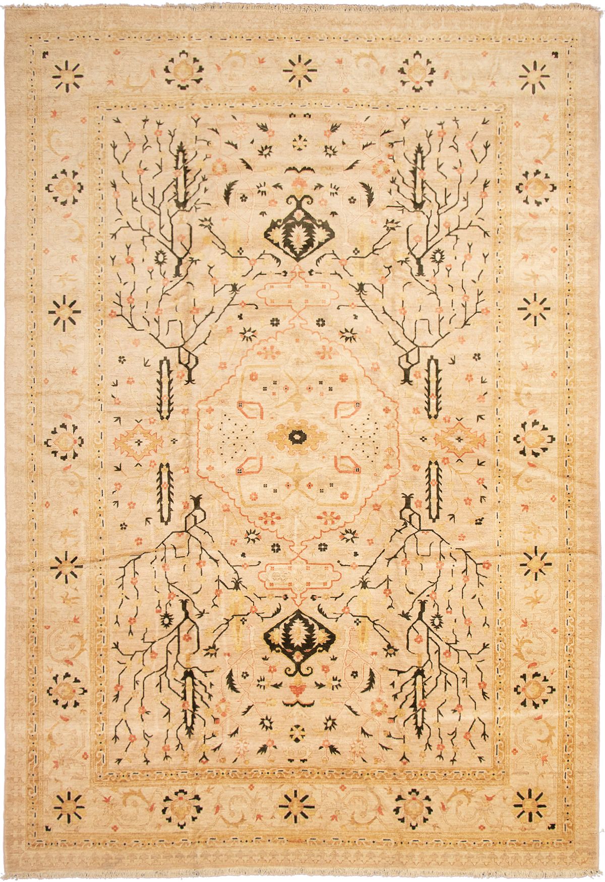 Hand-knotted Chobi Finest Beige Wool Rug 12'1" x 17'7" Size: 12'1" x 17'7"  