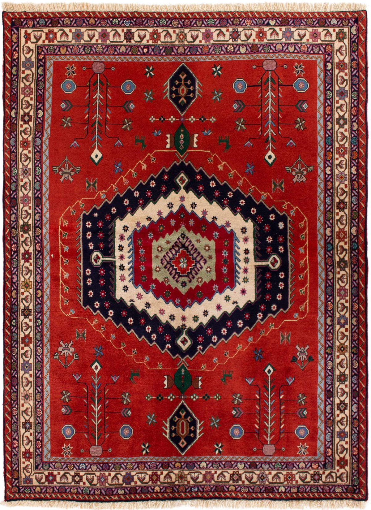 Hand-knotted Afshar  Wool Rug 5'2" x 7'0" Size: 5'2" x 7'0"  