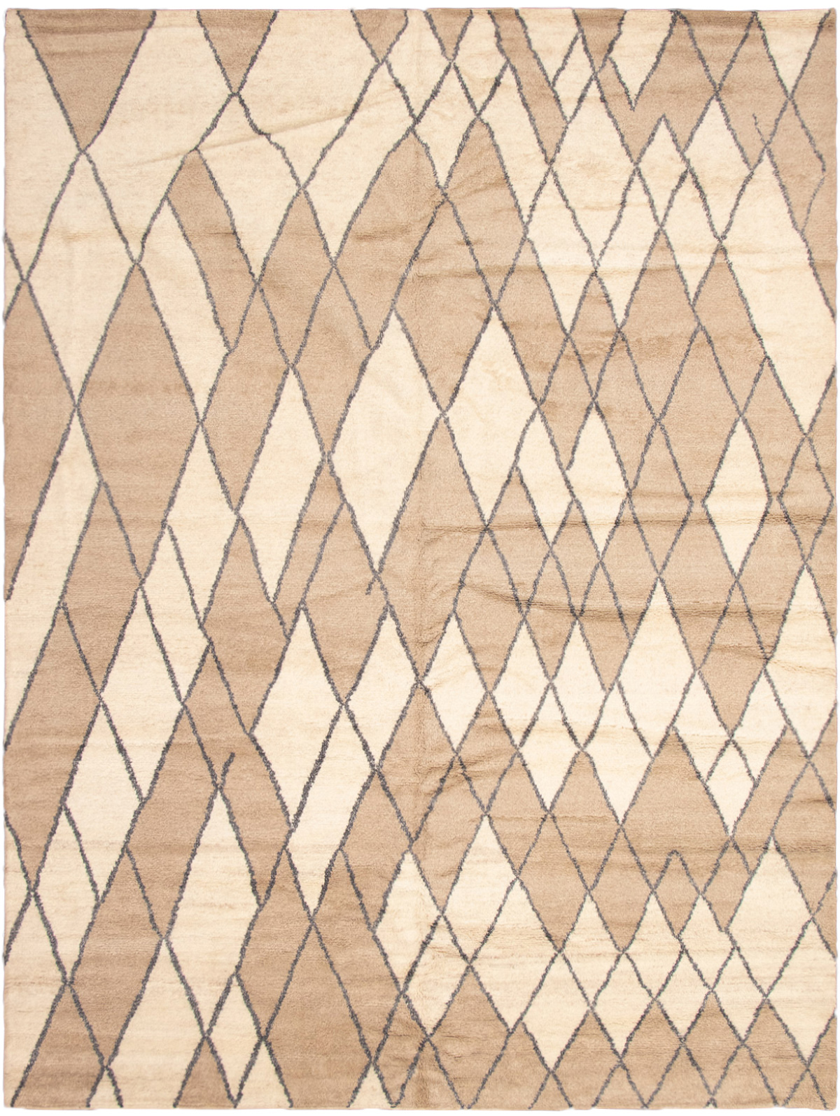 Hand-knotted Arlequin Brown, Cream Wool Rug 10'4" x 14'0" Size: 10'4" x 14'0"  