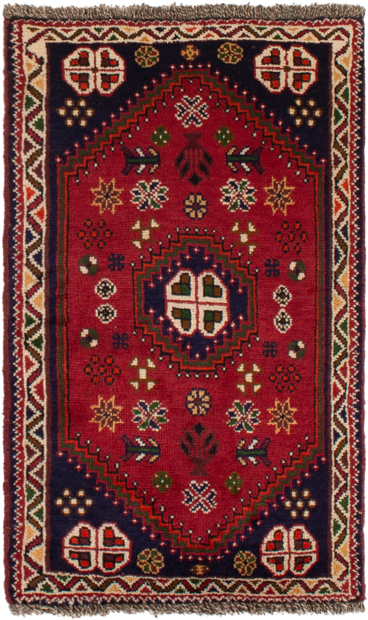 Hand-knotted Shiraz Qashqai  Wool Rug 2'1" x 3'8" Size: 2'1" x 3'8"  