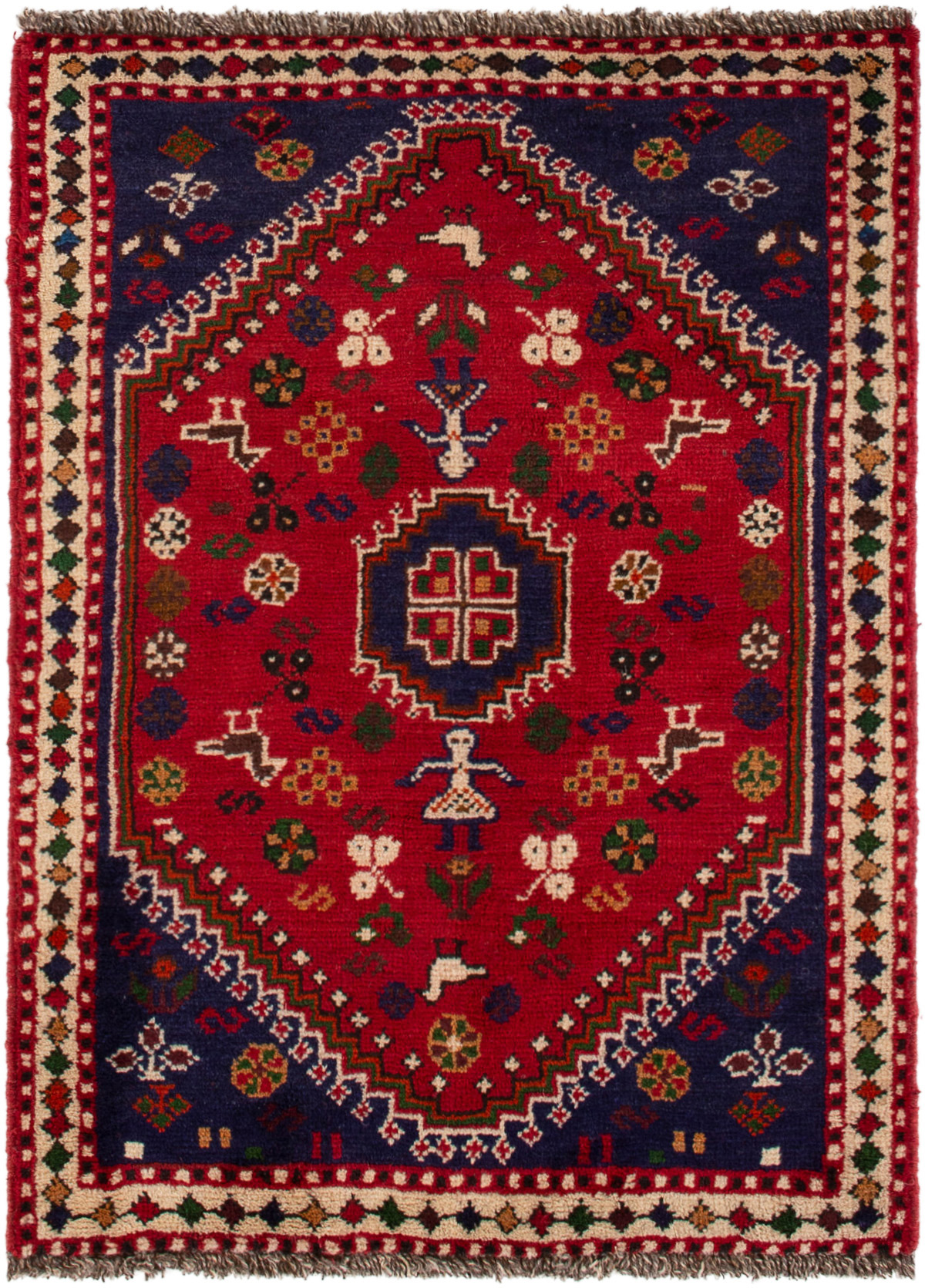 Hand-knotted Shiraz Qashqai  Wool Rug 2'5" x 3'4" Size: 2'5" x 3'4"  