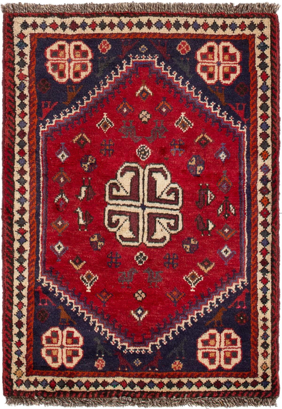 Hand-knotted Shiraz Qashqai  Wool Rug 2'3" x 3'3"  Size: 2'3" x 3'3"  
