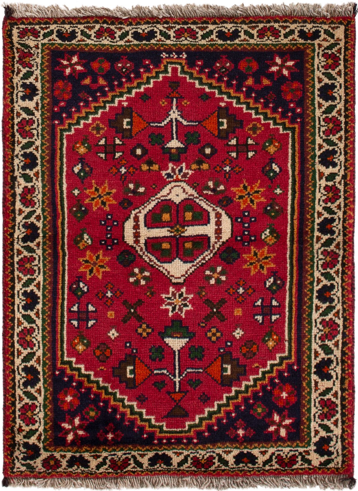 Hand-knotted Shiraz Qashqai  Wool Rug 2'4" x 3'2"  Size: 2'4" x 3'2"  