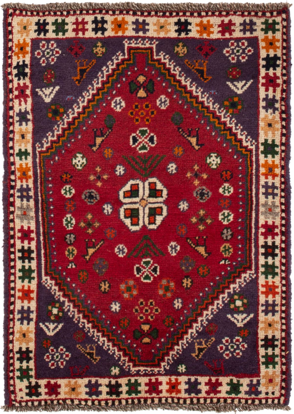 Hand-knotted Shiraz Qashqai  Wool Rug 2'2" x 3'3"  Size: 2'2" x 3'3"  