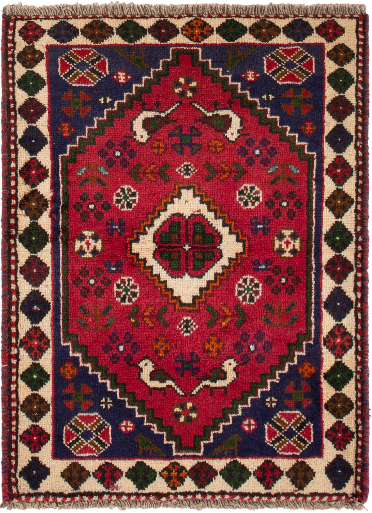 Hand-knotted Shiraz Qashqai  Wool Rug 2'4" x 3'3"  Size: 2'4" x 3'3"  
