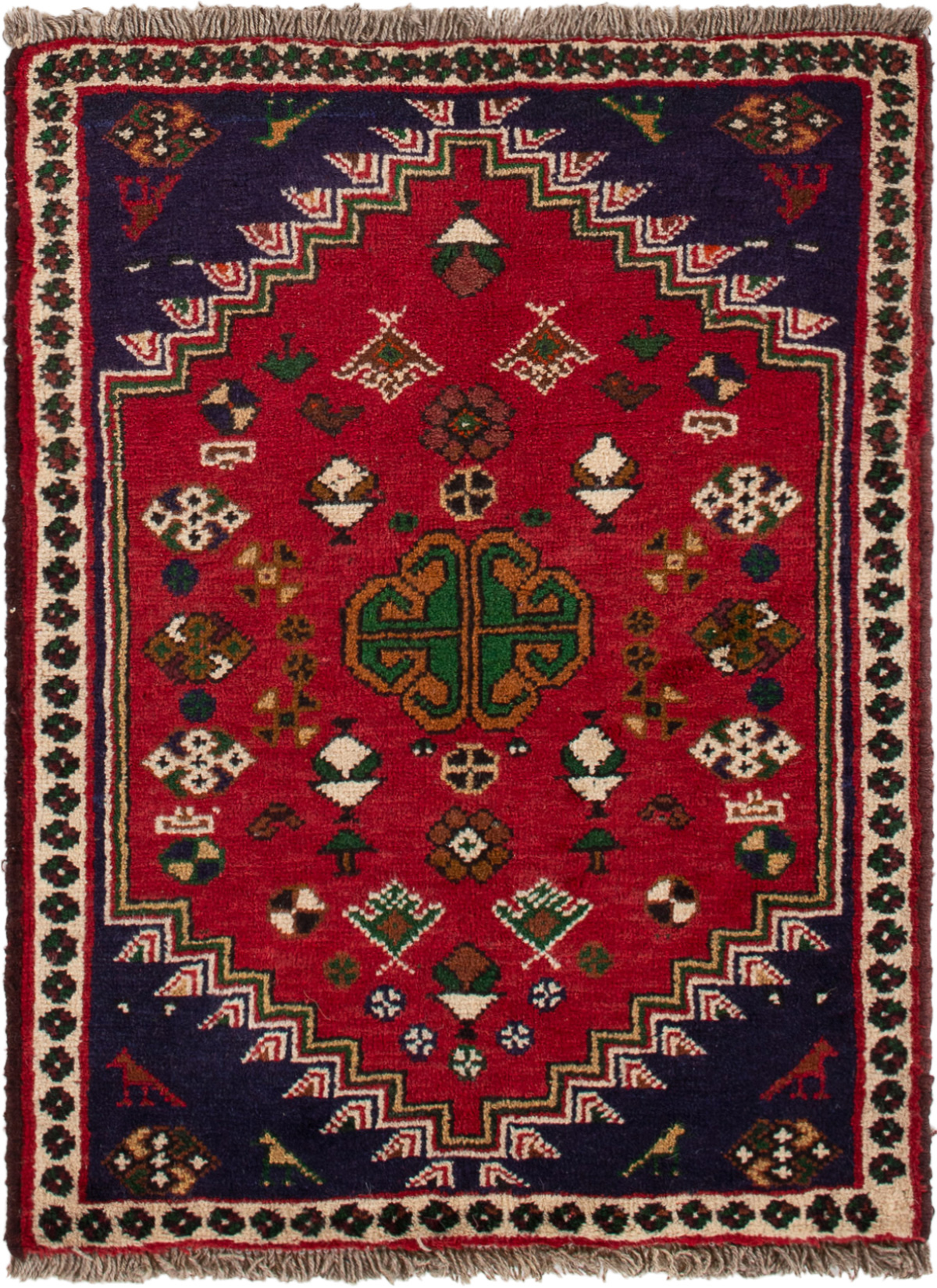 Hand-knotted Shiraz Qashqai  Wool Rug 2'3" x 3'3"  Size: 2'3" x 3'3"  
