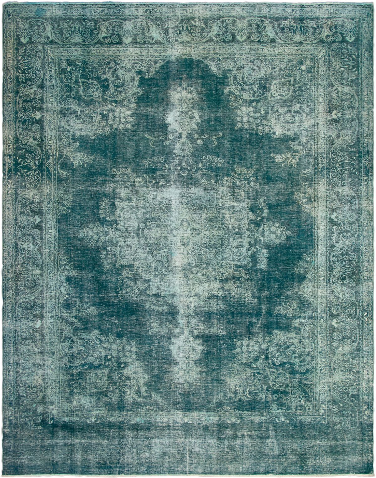 Hand-knotted Color Transition Teal Wool Rug 9'10" x 12'4" Size: 9'10" x 12'4"  