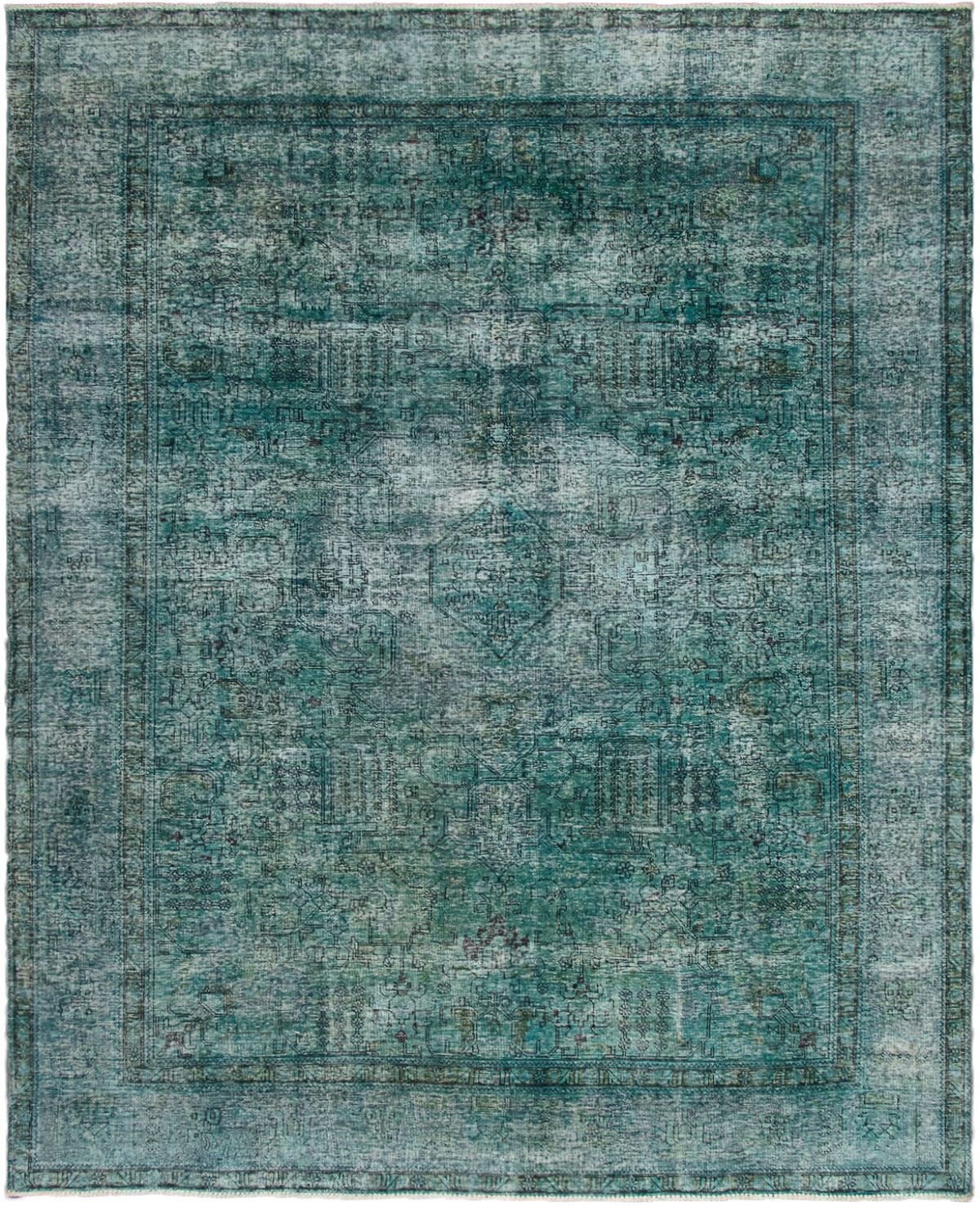 Hand-knotted Color Transition Teal Wool Rug 10'0" x 12'6" Size: 10'0" x 12'6"  