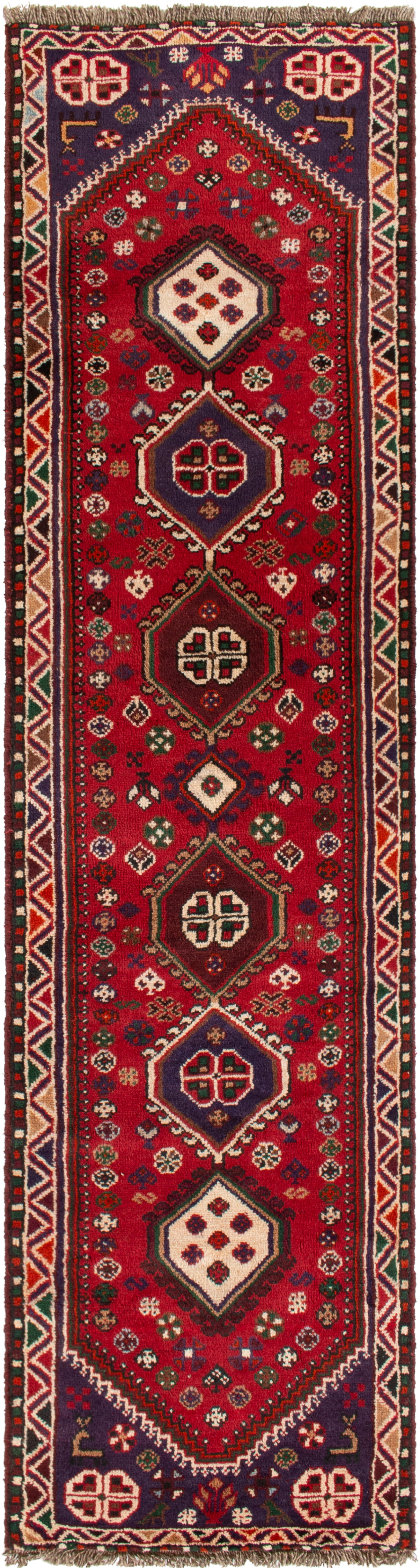 Hand-knotted Shiraz  Wool Rug 2'3" x 9'4" Size: 2'3" x 9'4"  