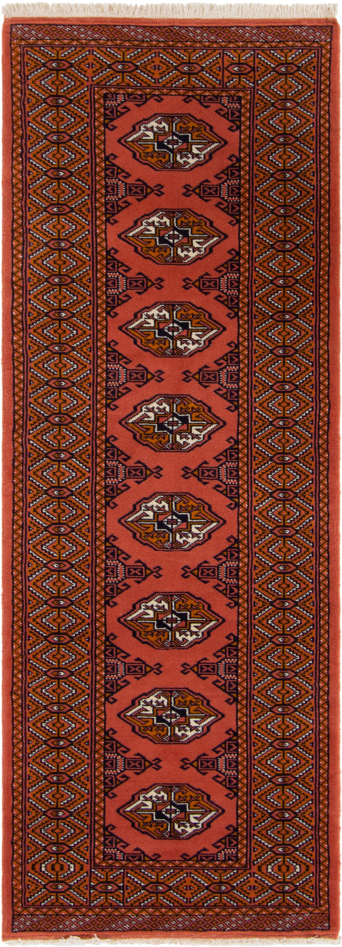 Hand-knotted Turkoman  Wool Rug 2'8" x 7'6" Size: 2'7" x 7'6"  