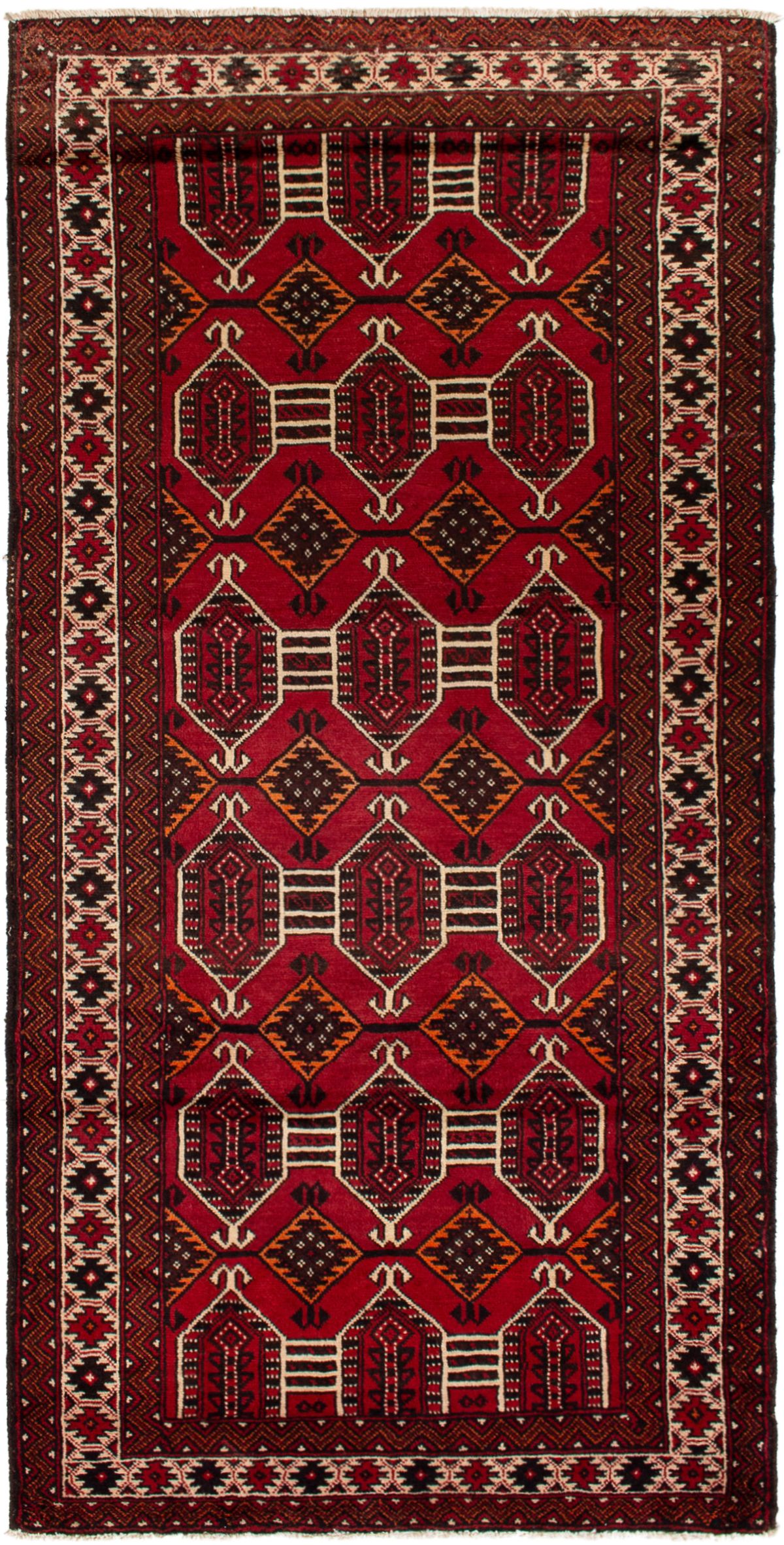 Hand-knotted Finest Baluch  Wool Rug 3'10" x 7'11" Size: 3'10" x 7'11"  