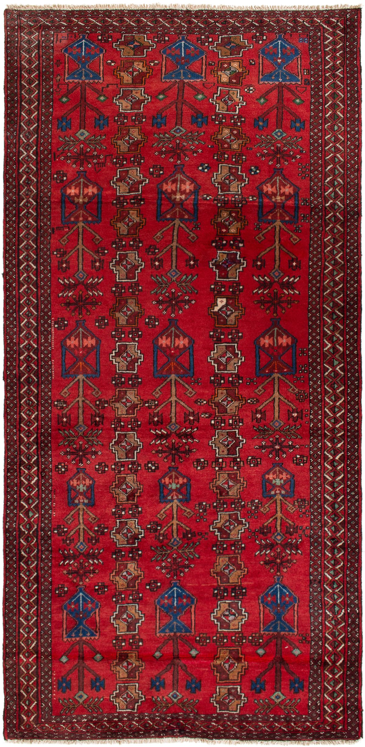 Hand-knotted Finest Baluch  Wool Rug 4'1" x 5'3" Size: 4'1" x 5'3"  