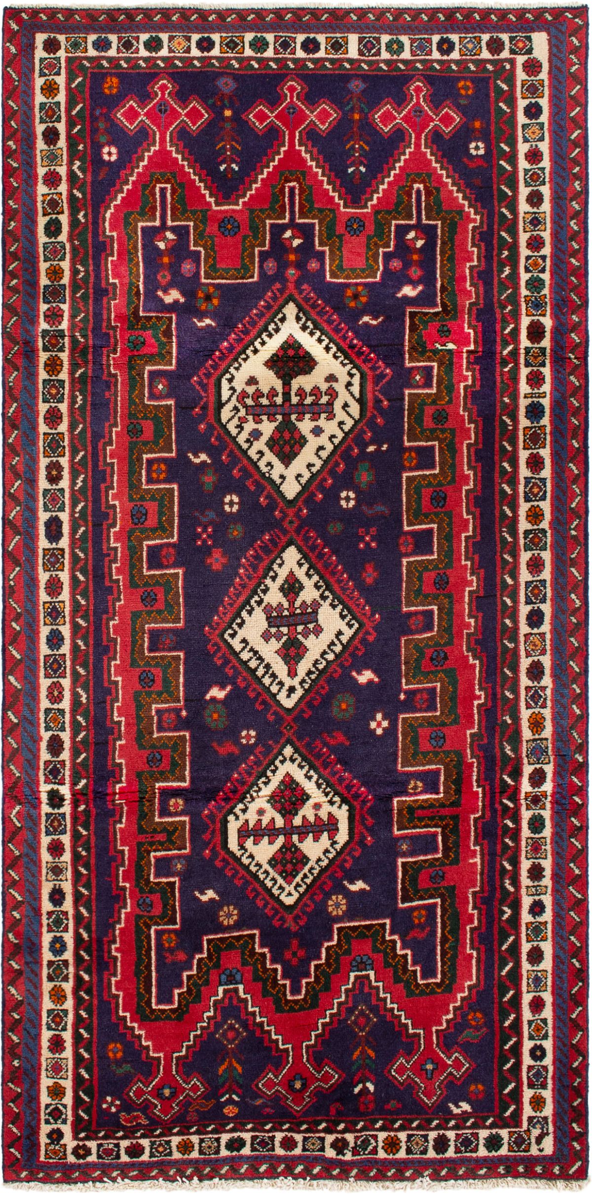 Hand-knotted Afshar  Wool Rug 3'6" x 7'1" Size: 3'6" x 7'1"  