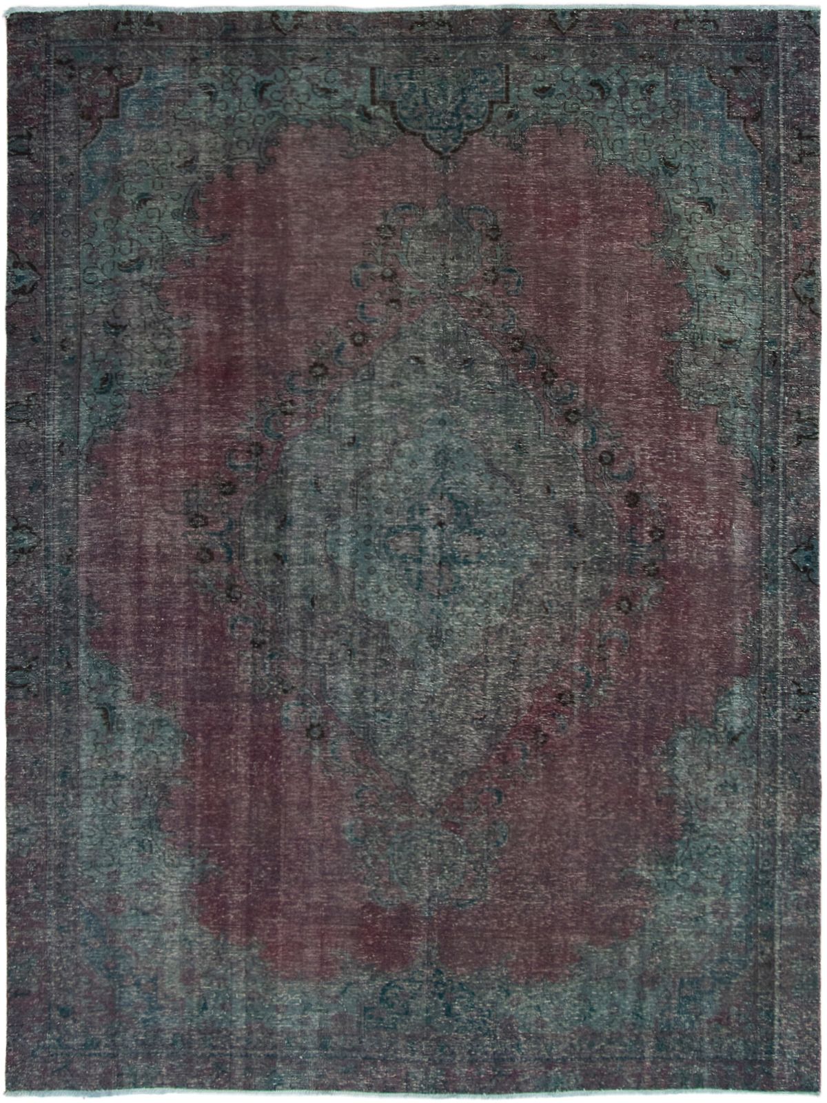 Hand-knotted Color Transition Dark Burgundy, Dark Green Wool Rug 8'6" x 11'5" Size: 8'6" x 11'5"  