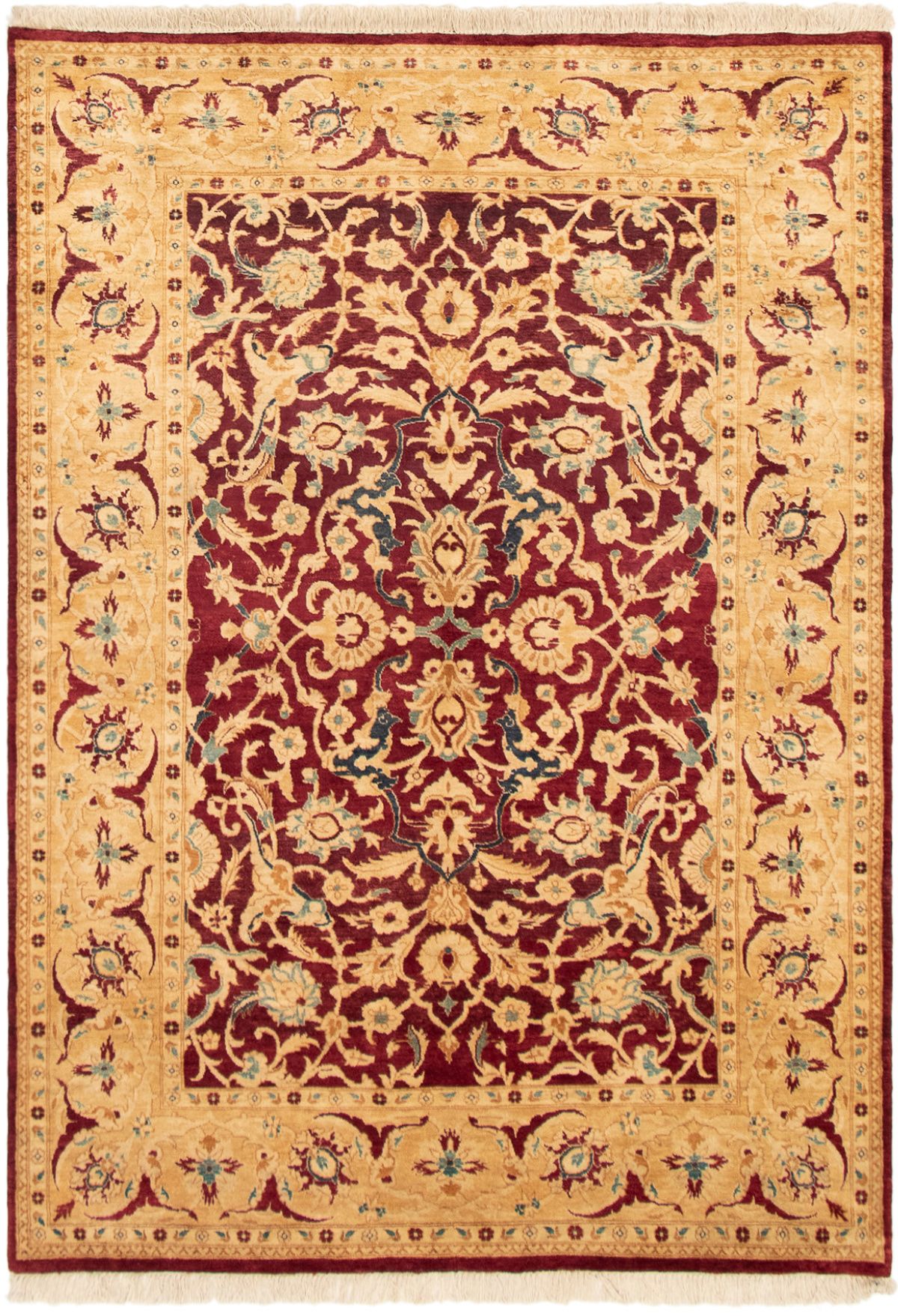 Hand-knotted Peshawar Oushak Dark Red Wool Rug 5'10" x 8'7" Size: 5'10" x 8'7"  