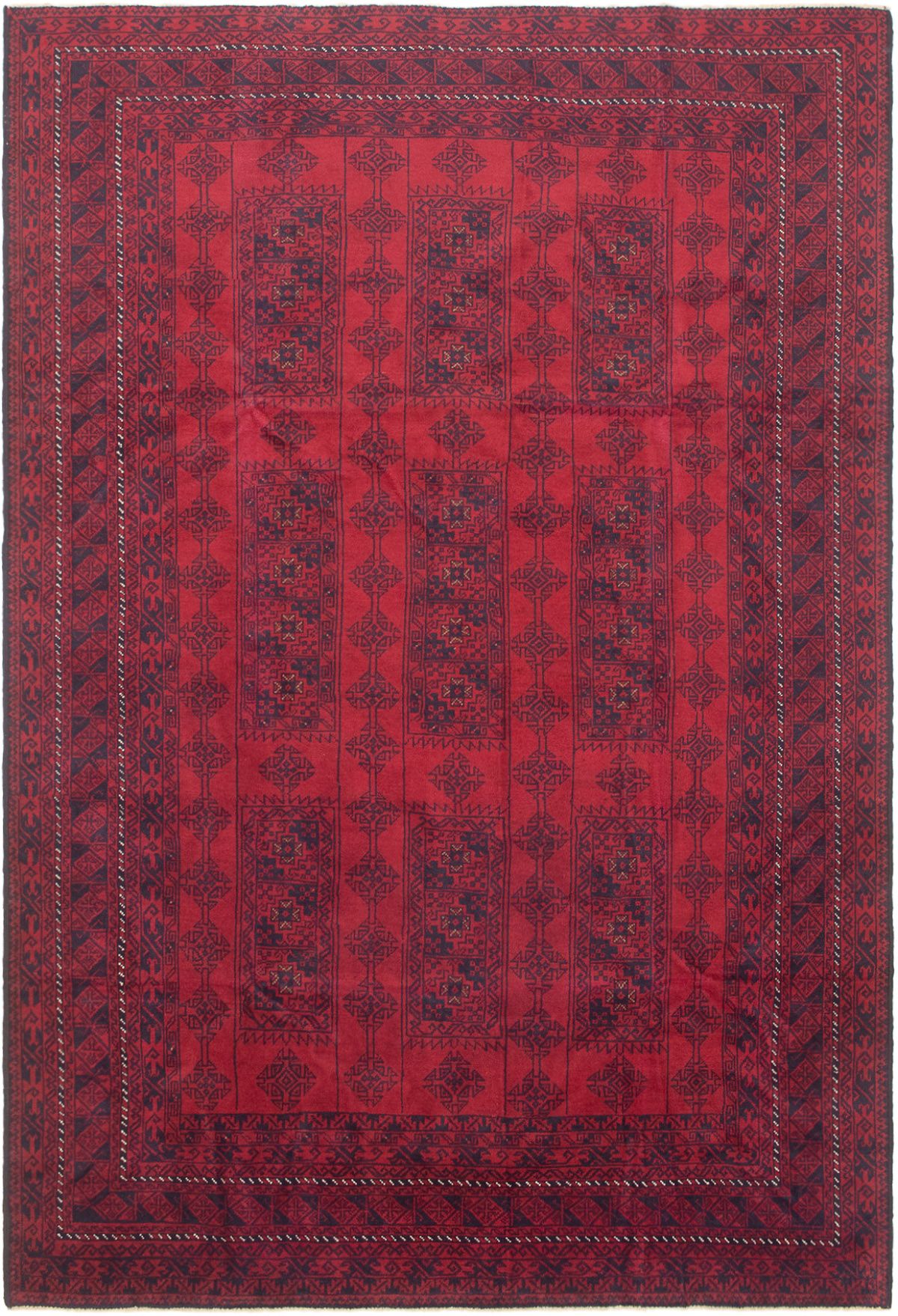 Hand-knotted Rizbaft Red Wool Rug 6'5" x 9'6" Size: 6'5" x 9'6"  