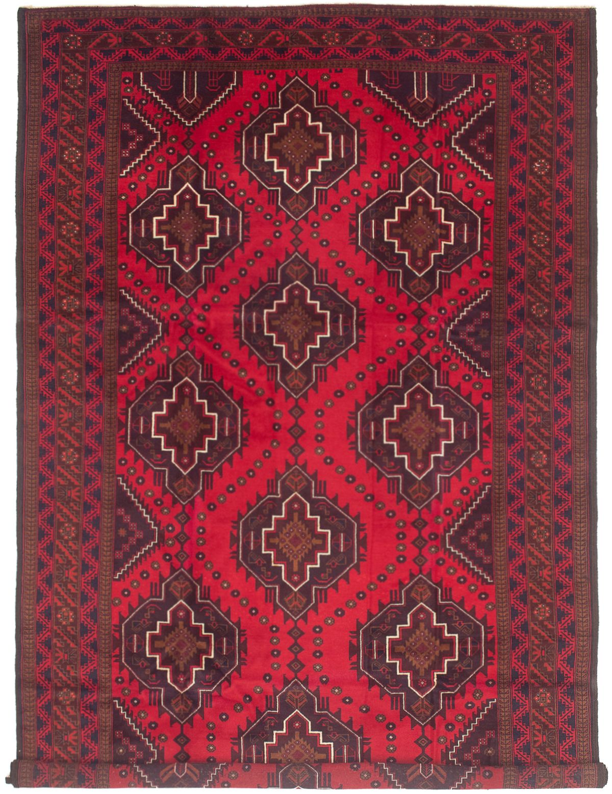 Hand-knotted Finest Rizbaft Red Wool Rug 6'10" x 10'10" Size: 6'10" x 10'10"  