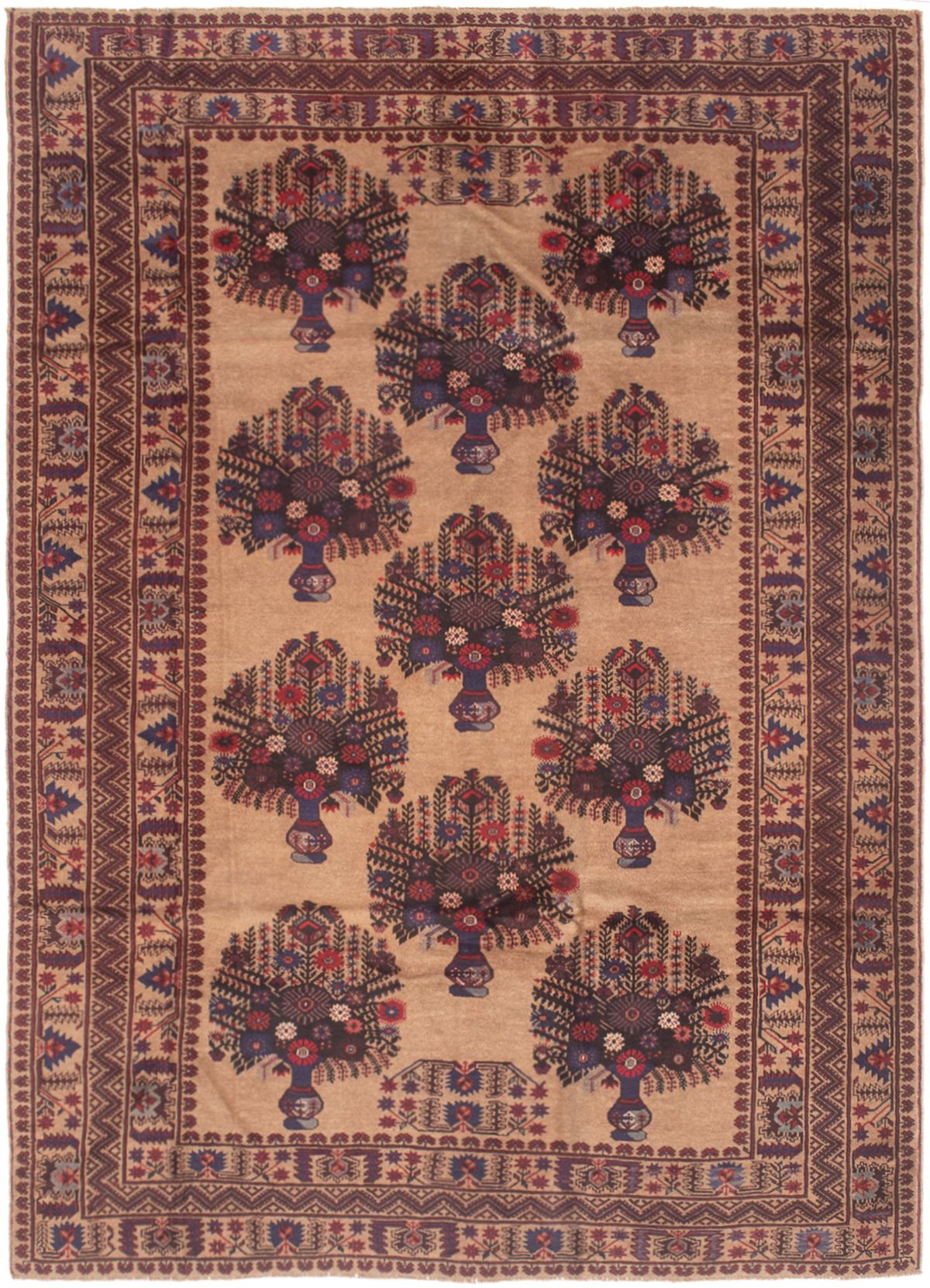 Hand-knotted Finest Rizbaft Tan Wool Rug 6'10" x 9'4" Size: 6'10" x 9'4"  