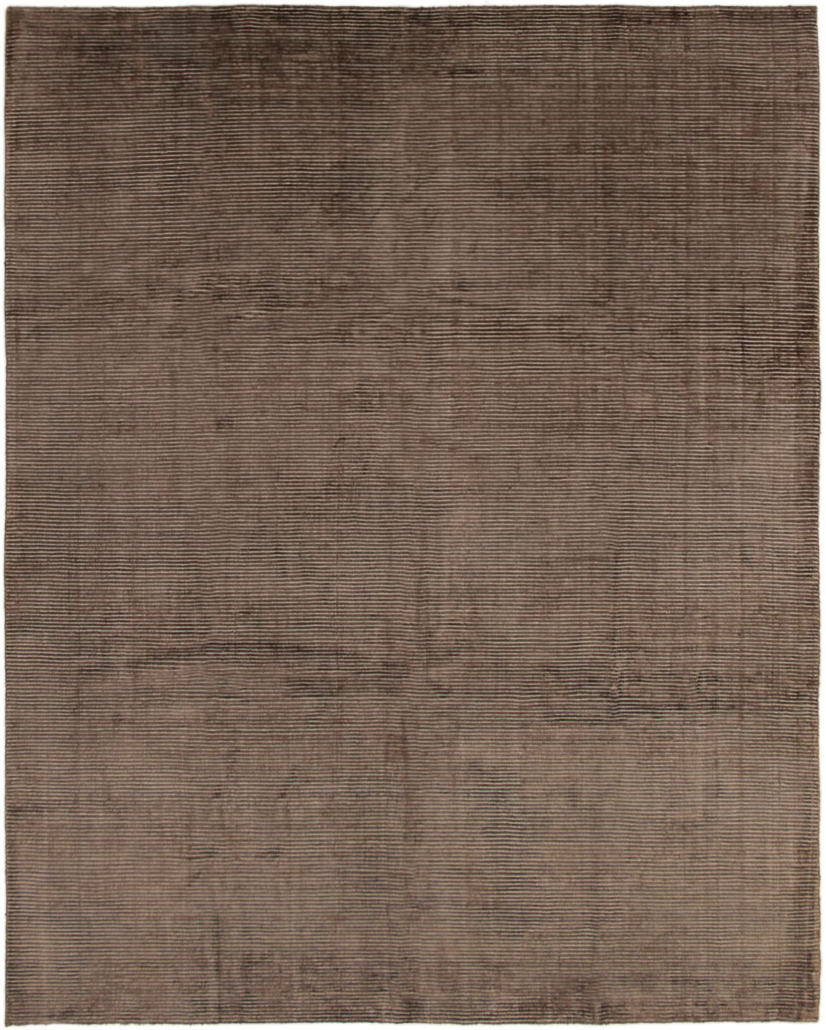 Hand-knotted Shimmer Dark Brown Viscose Rug 8'0" x 10'2" Size: 8'0" x 10'2"  