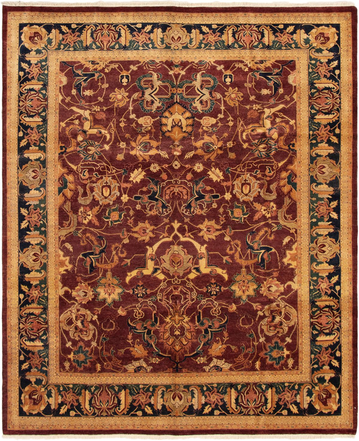Hand-knotted Peshawar Oushak Burgundy Wool Rug 8'2" x 9'10" Size: 8'2" x 9'10"  