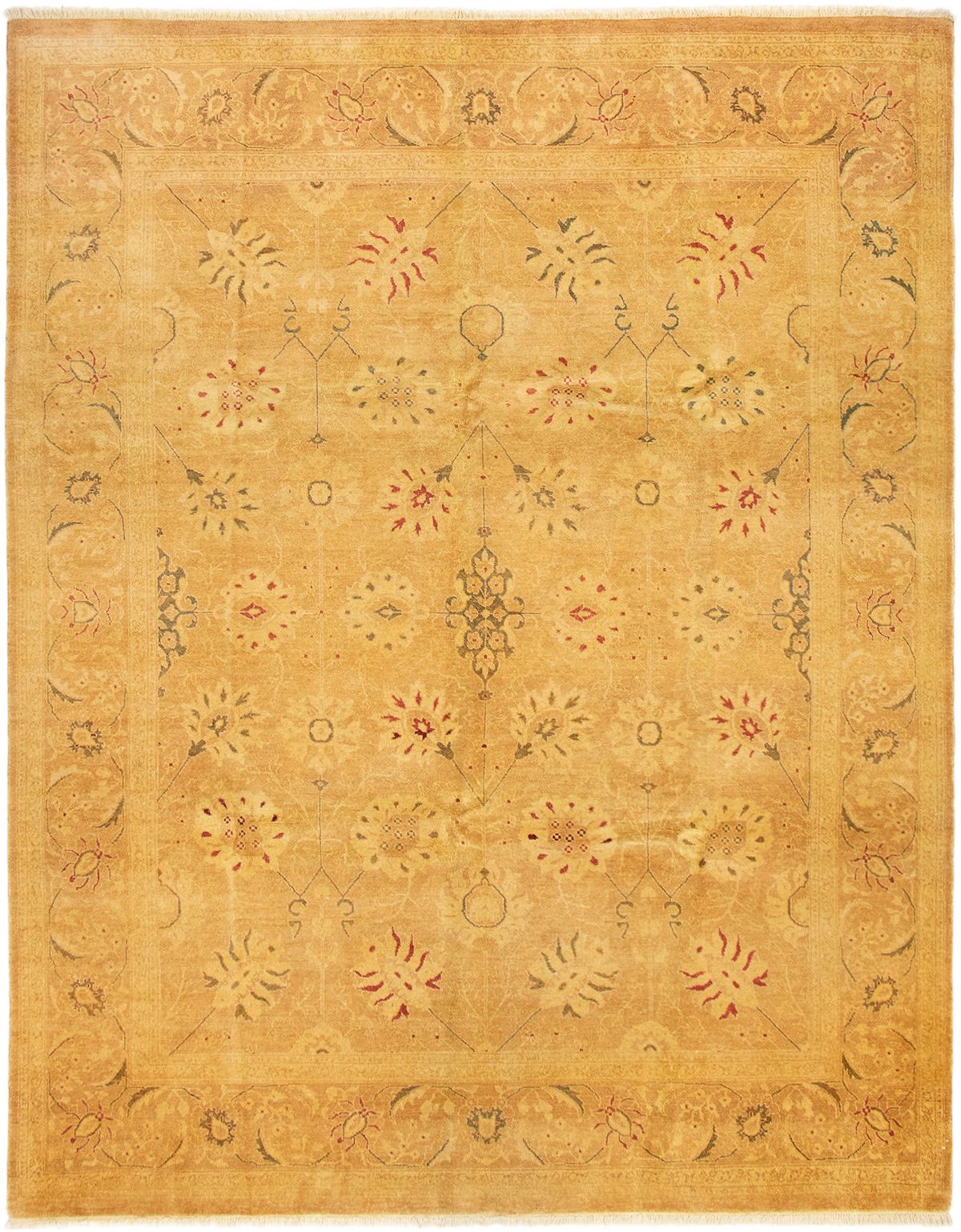 Hand-knotted Peshawar Oushak Light Brown Wool Rug 8'1" x 10'1" Size: 8'1" x 10'1"  