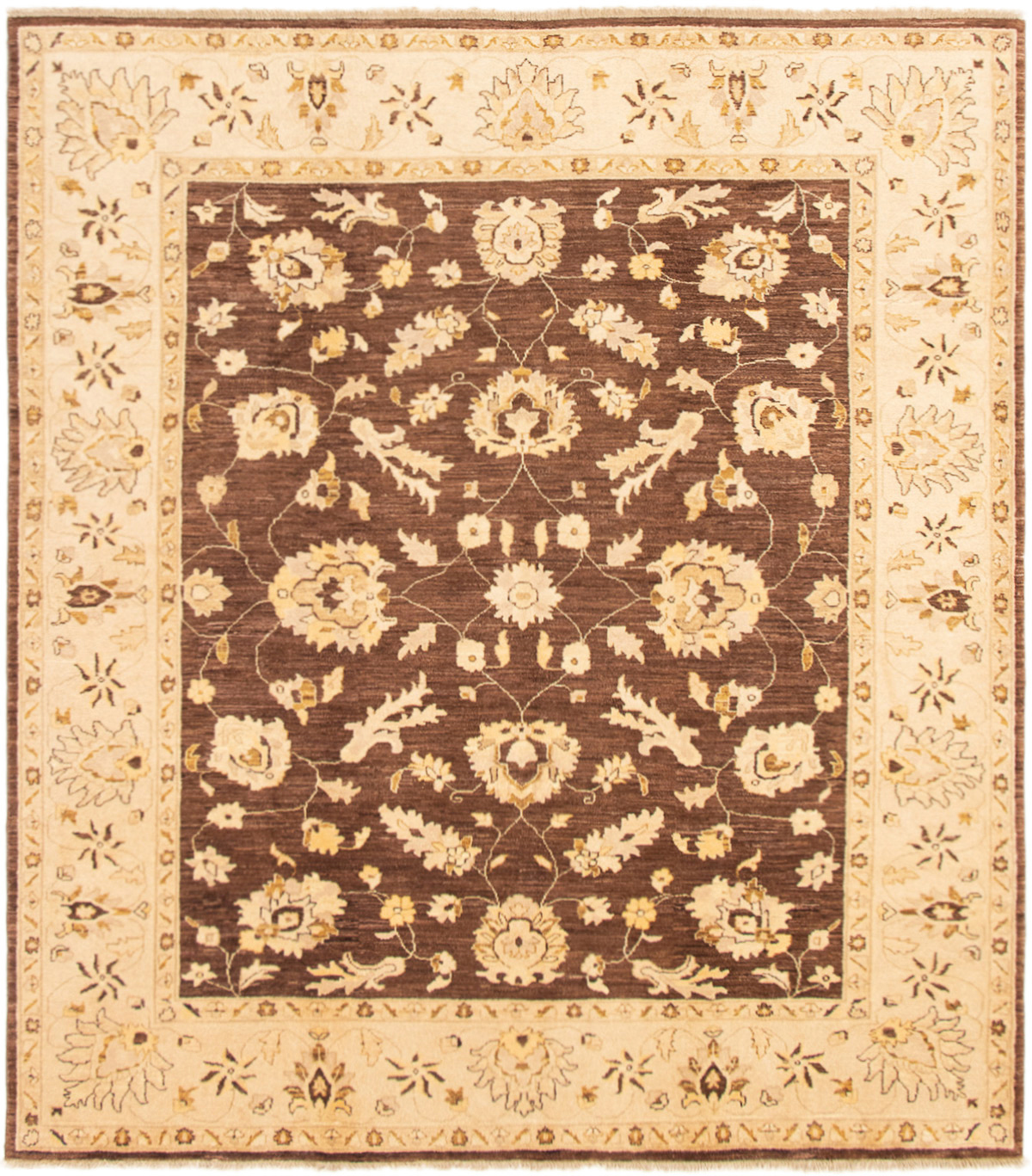 Hand-knotted Chobi Finest Dark Brown Wool Rug 8'1" x 9'9" Size: 8'1" x 9'9"  