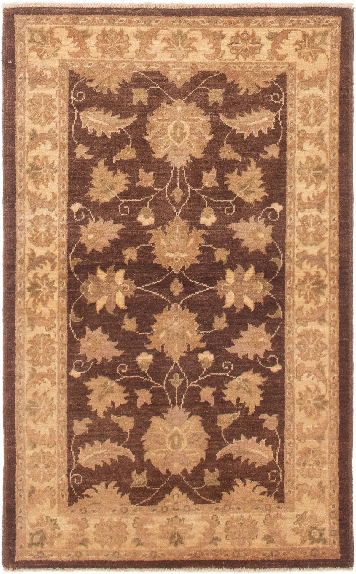 Hand-knotted Peshawar Finest Dark Brown Wool Rug 3'3" x 5'3" Size: 3'3" x 5'3"  