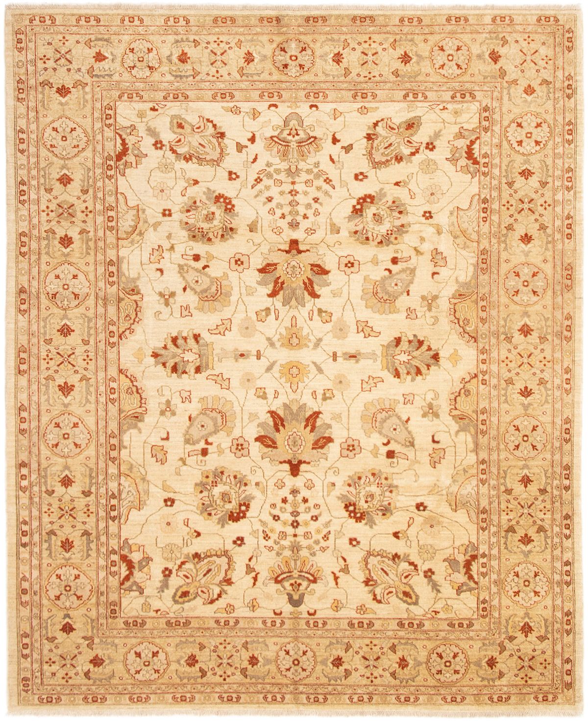 Hand-knotted Chobi Finest Cream Wool Rug 8'1" x 10'0"  Size: 8'1" x 10'0"  