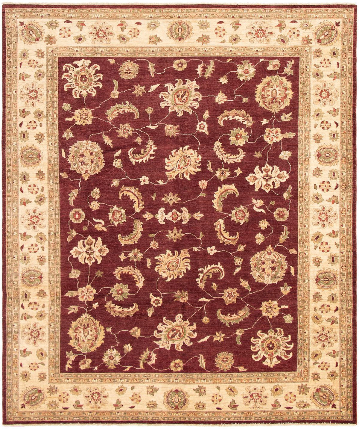 Hand-knotted Peshawar Finest Burgundy Wool Rug 8'3" x 9'10" Size: 8'3" x 9'10"  