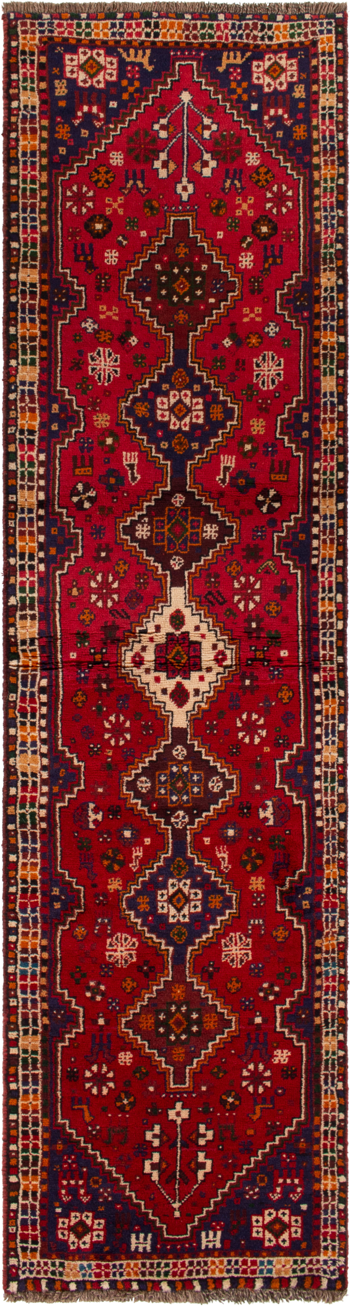 Hand-knotted Shiraz  Wool Rug 2'6" x 9'5"  Size: 2'6" x 9'5"  
