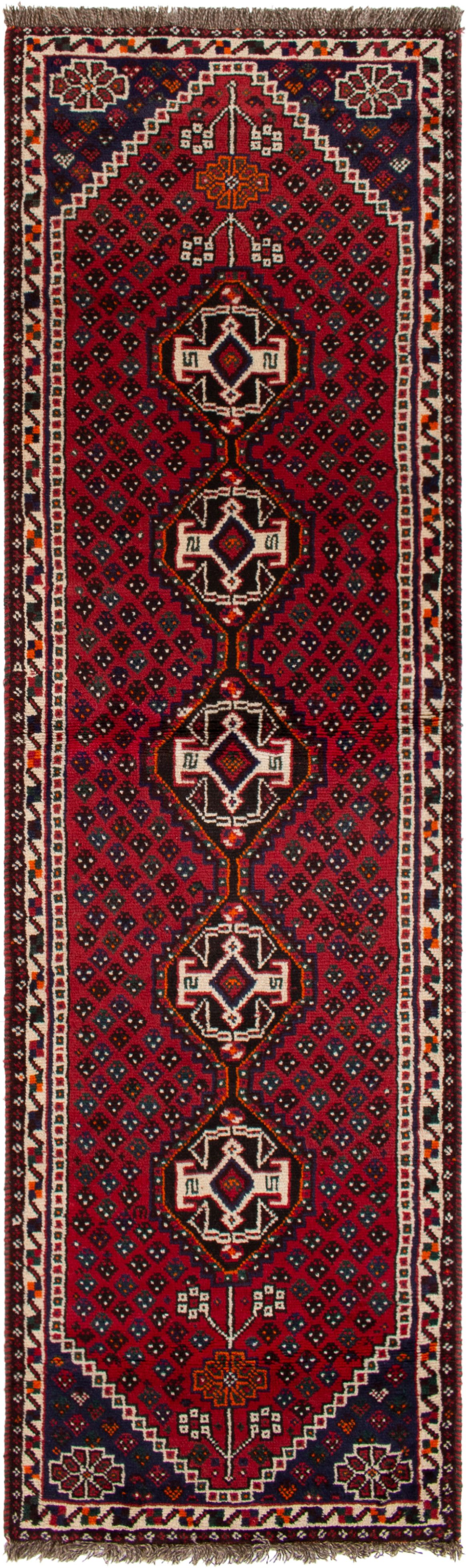 Hand-knotted Shiraz  Wool Rug 2'9" x 9'8" Size: 2'9" x 9'8"  