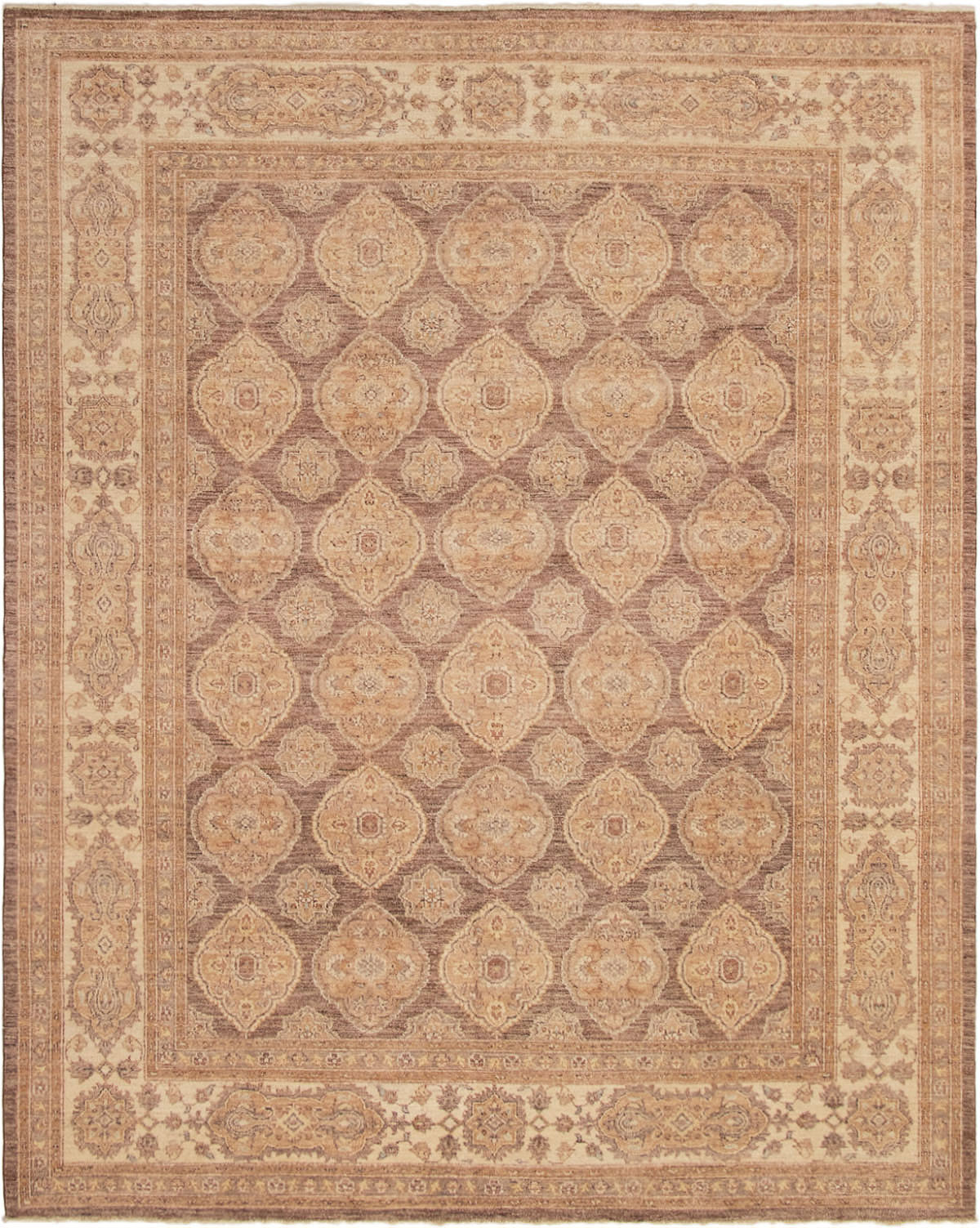 Hand-knotted Peshawar Finest Brown Wool Rug 8'0" x 10'0"  Size: 8'0" x 10'0"  