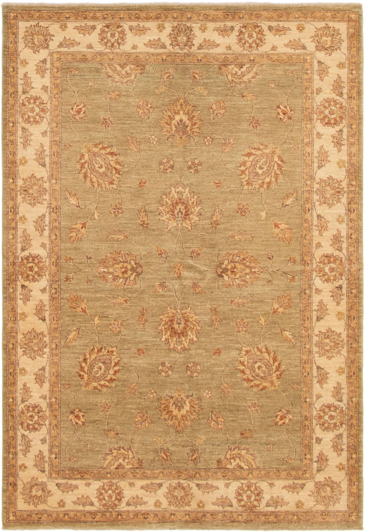 Hand-knotted Peshawar Finest Light Green Wool Rug 5'8" x 8'2" Size: 5'8" x 8'2"  