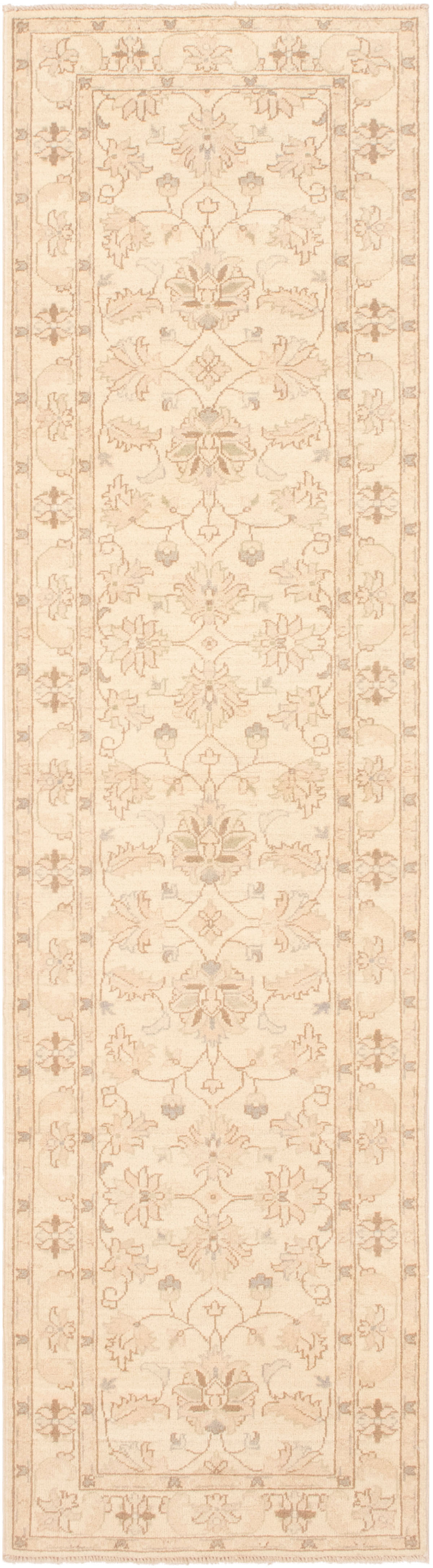 Hand-knotted Peshawar Finest Cream Wool Rug 2'6" x 9'10" Size: 2'6" x 9'10"  