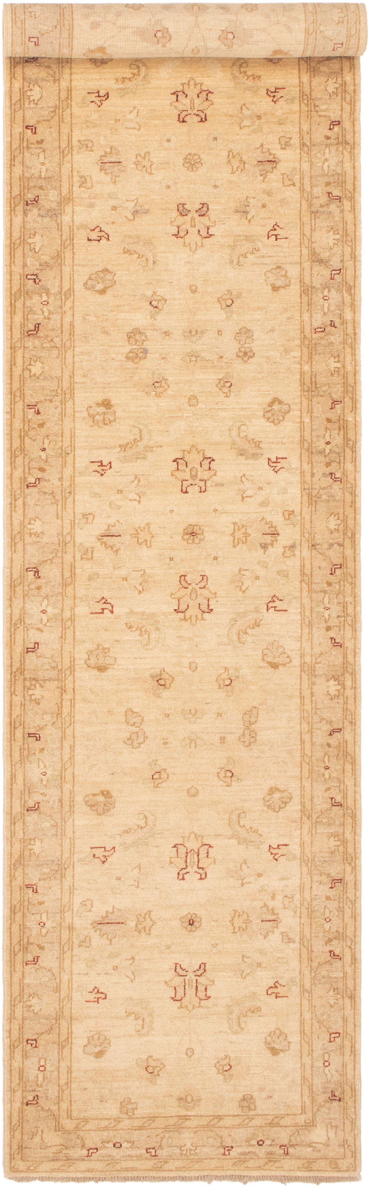 Hand-knotted Peshawar Finest Ivory Wool Rug 2'9" x 13'1" Size: 2'9" x 13'1"  