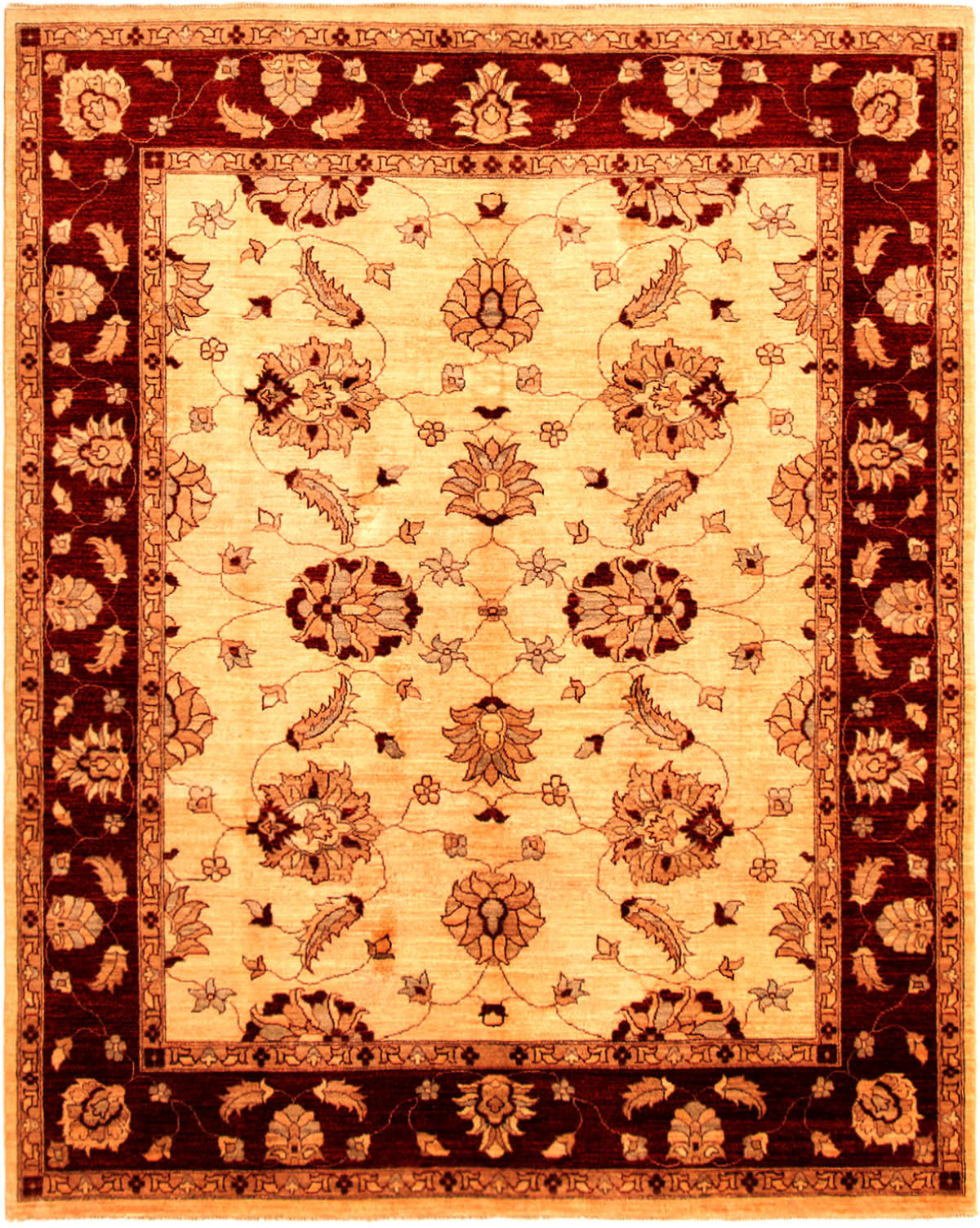 Hand-knotted Chobi Finest Ivory Wool Rug 7'10" x 9'6" Size: 7'10" x 9'6"  